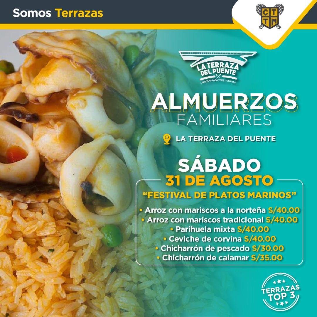 ALMUERZOS FAMILIARES - SÁBADO 31 DE AGOSTO Y DOMINGO 01 DE SETIEMBRE