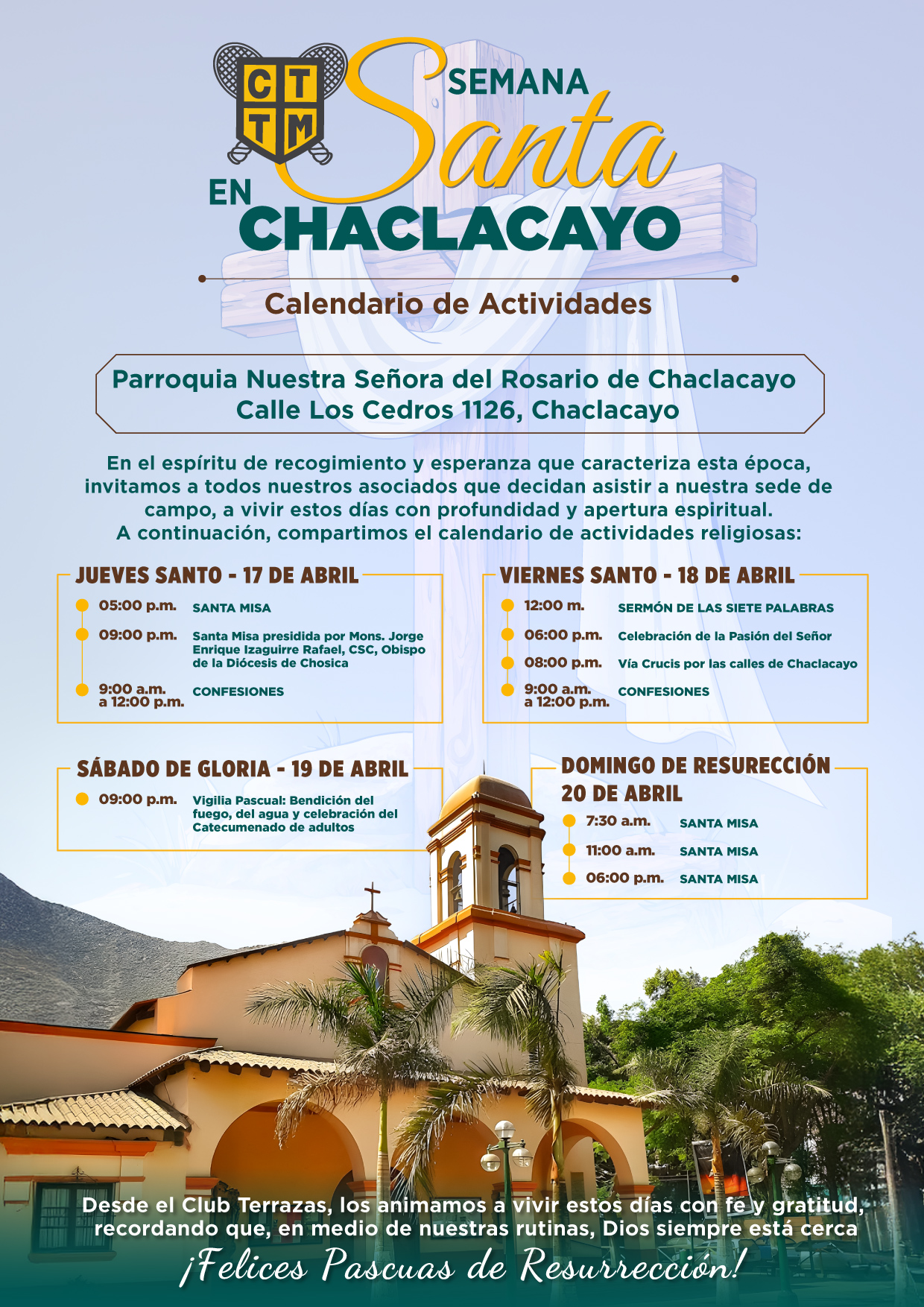  🙏🌿 SEMANA SANTA 2025 EN CHACLACAYO - CALENDARIO DE ACTIVIDADES 📅✨