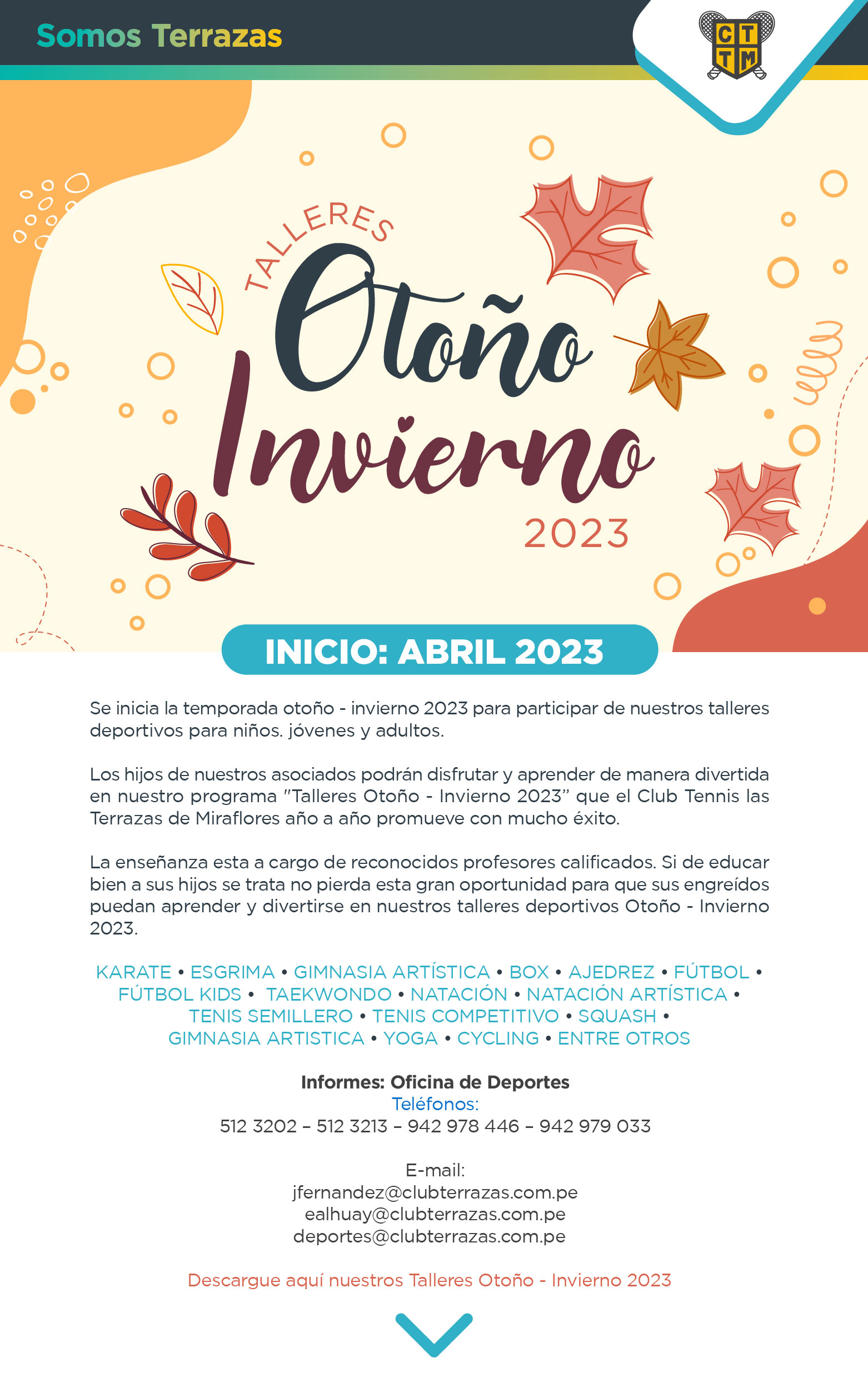 TALLERES OTOÑO INVIERNO 2023