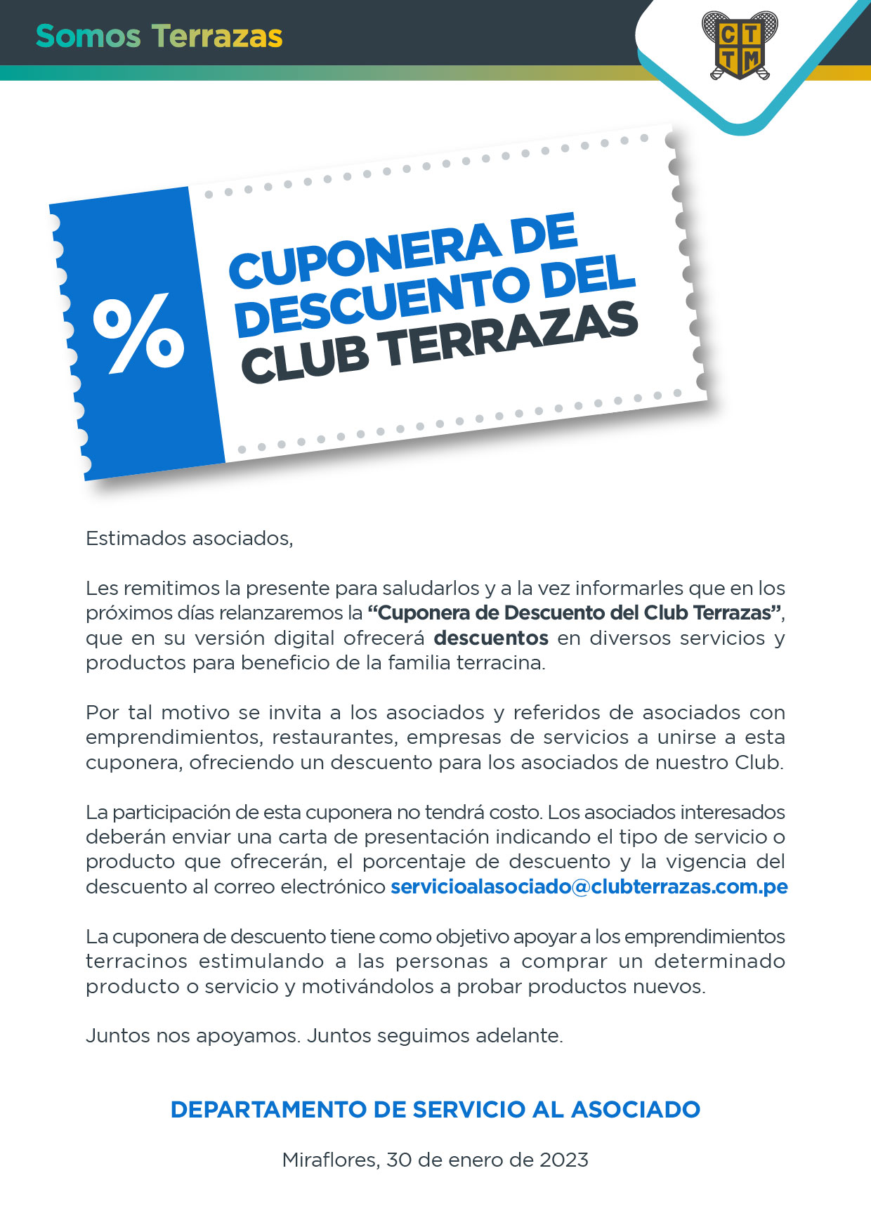 CUPONERA DE DESCUENTO DEL CLUB TERRAZAS