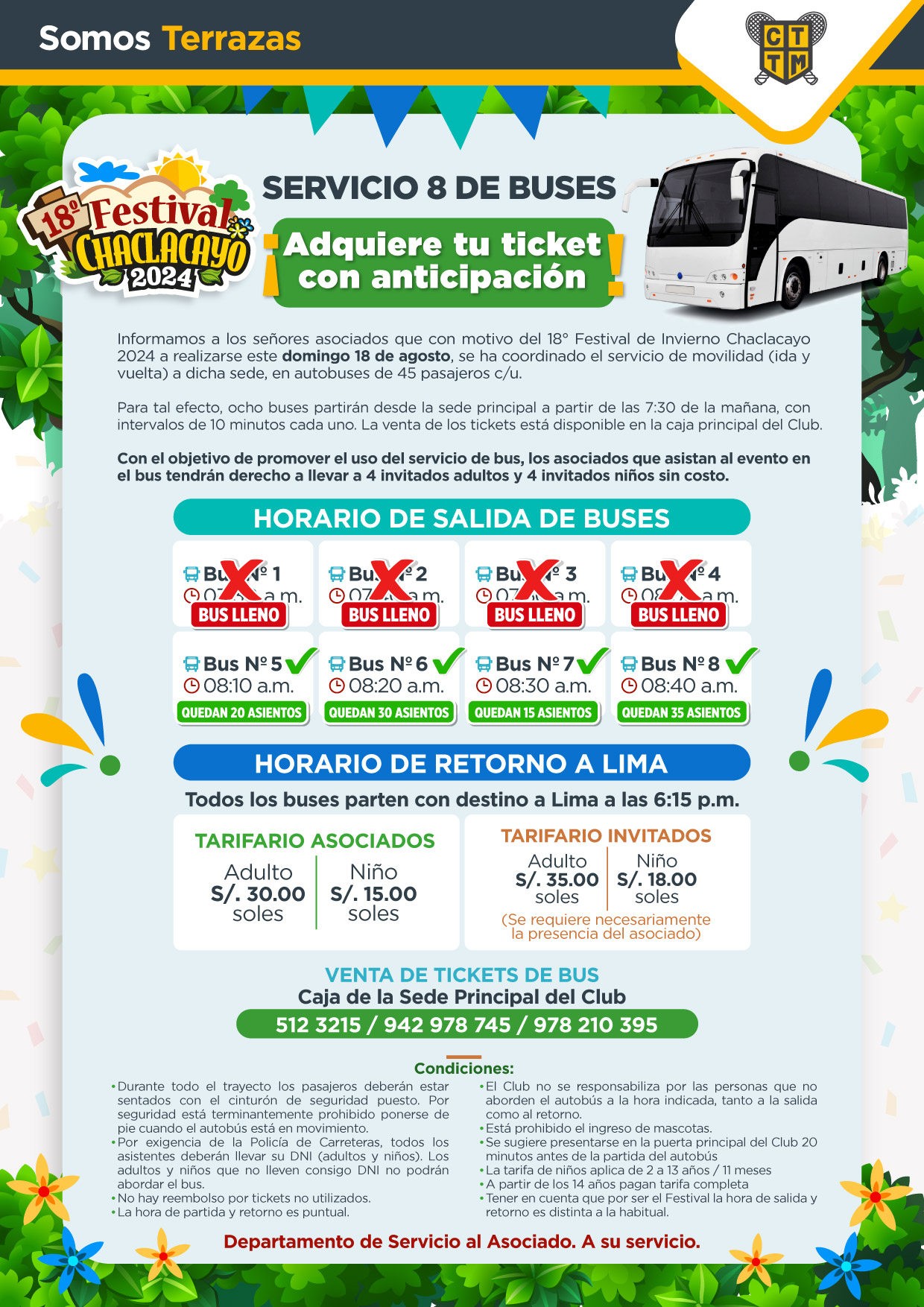 ¡ADQUIERE TU TICKET CON ANTICIPACIÓN! SERVICIO DE 8 BUSES PARA EL FESTIVAL