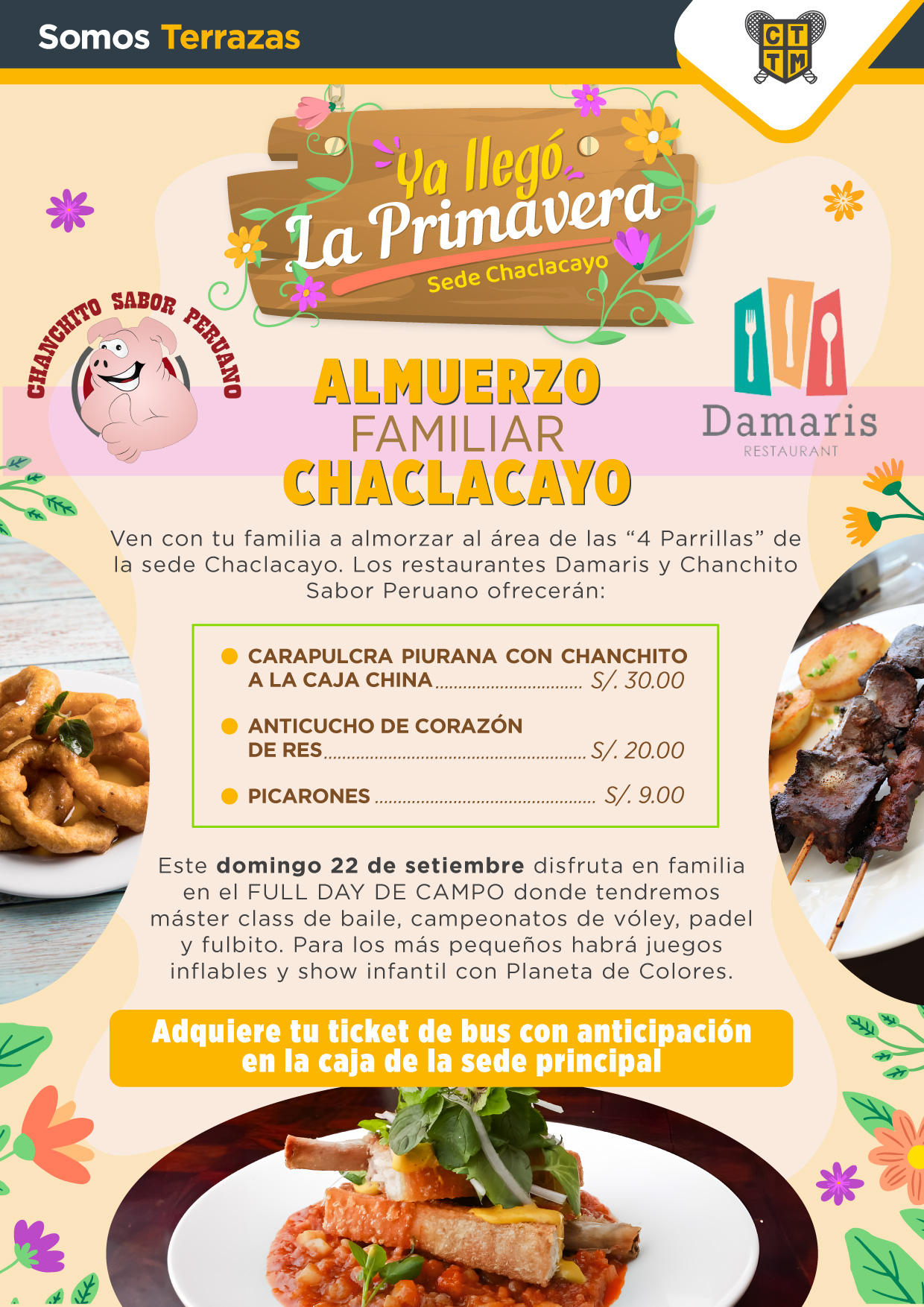 YA LLEGÓ LA PRIMAVERA: ALMUERZO FAMILIAR SEDE CHACLACAYO - DOMINGO 22 DE SETIEMBRE