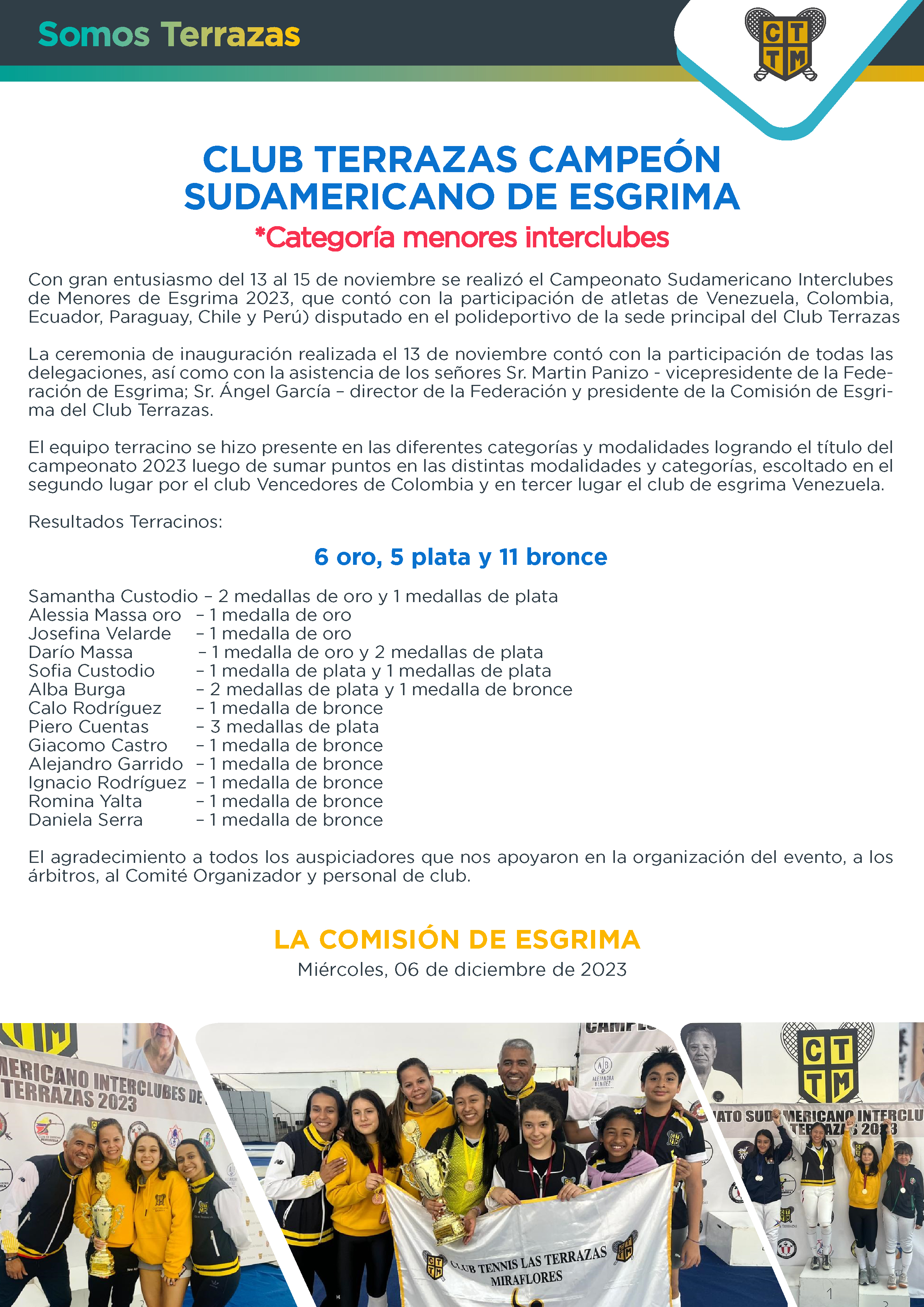 CAMPEONATO SUDAMERICANO INTERCLUBES DE  MENORES DE ESGRIMA 2023