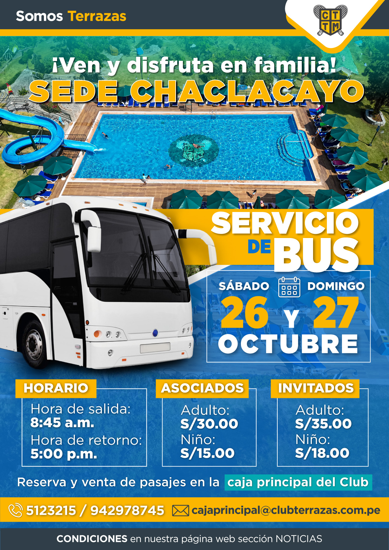 SERVICIO DE BUS: DISFRUTA EN FAMILIA EN LA SEDE DE CHACLACAYO