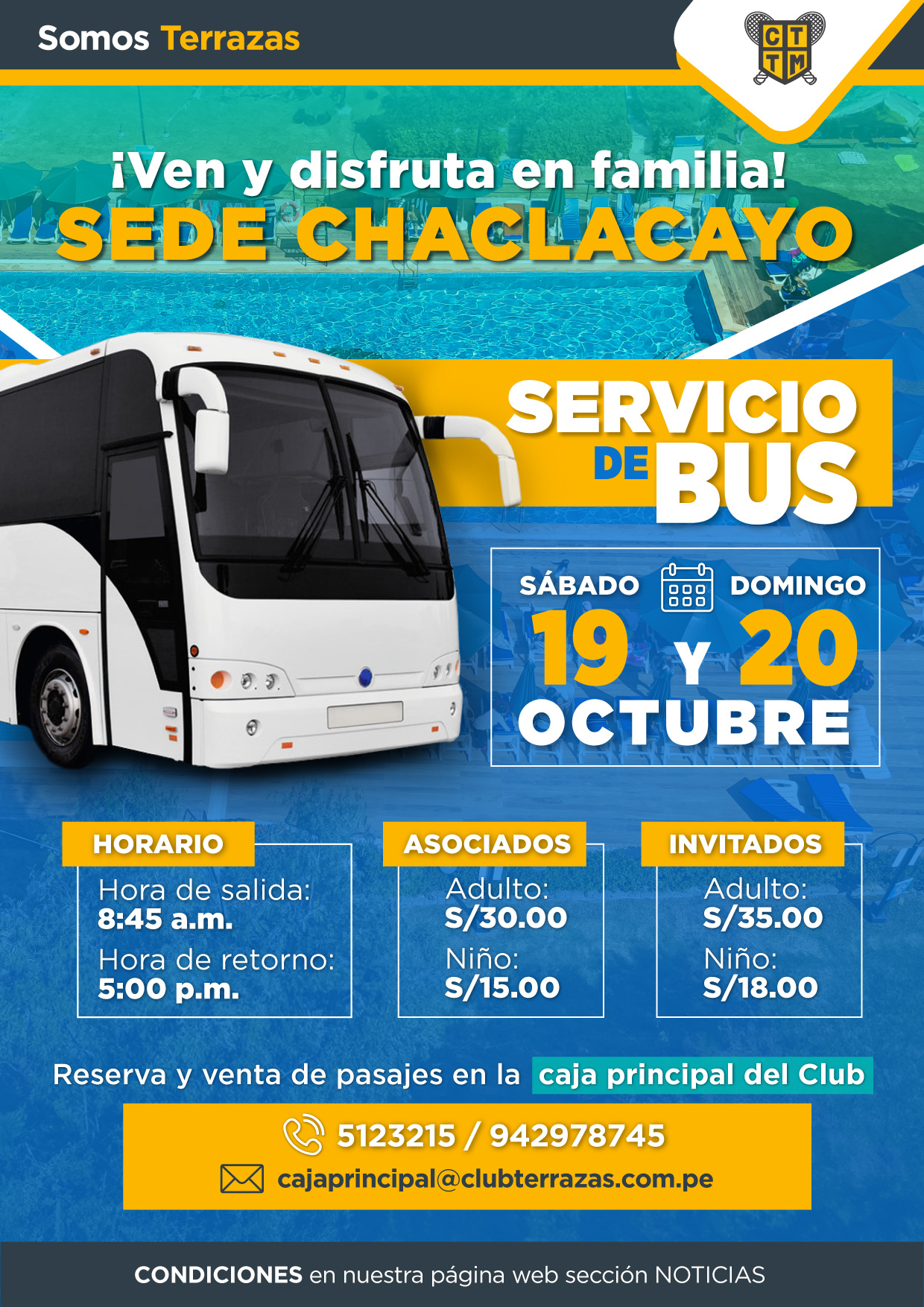 SERVICIO DE BUS: DISFRUTA EN FAMILIA EN LA SEDE DE CHACLACAYO 