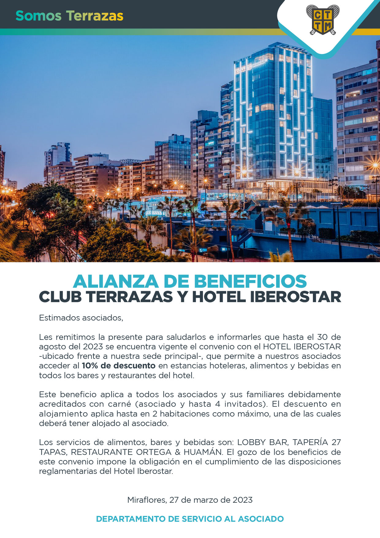 ALIANZA DE BENEFICIOS: CLUB TERRAZAS Y HOTEL IBEROSTAR