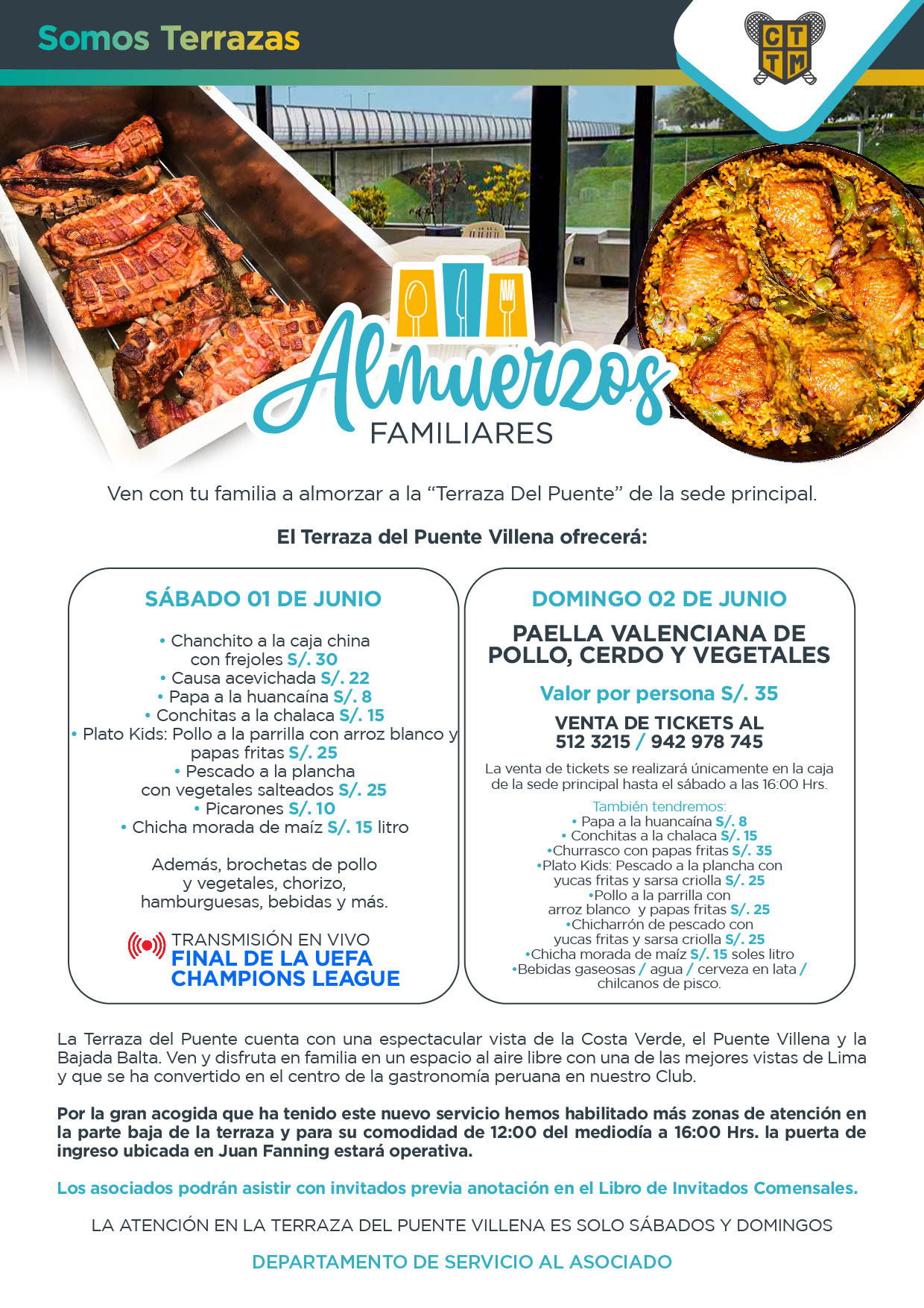 ESTE FIN DE SEMANA VEN A ALMORZAR AL CLUB TERRAZAS