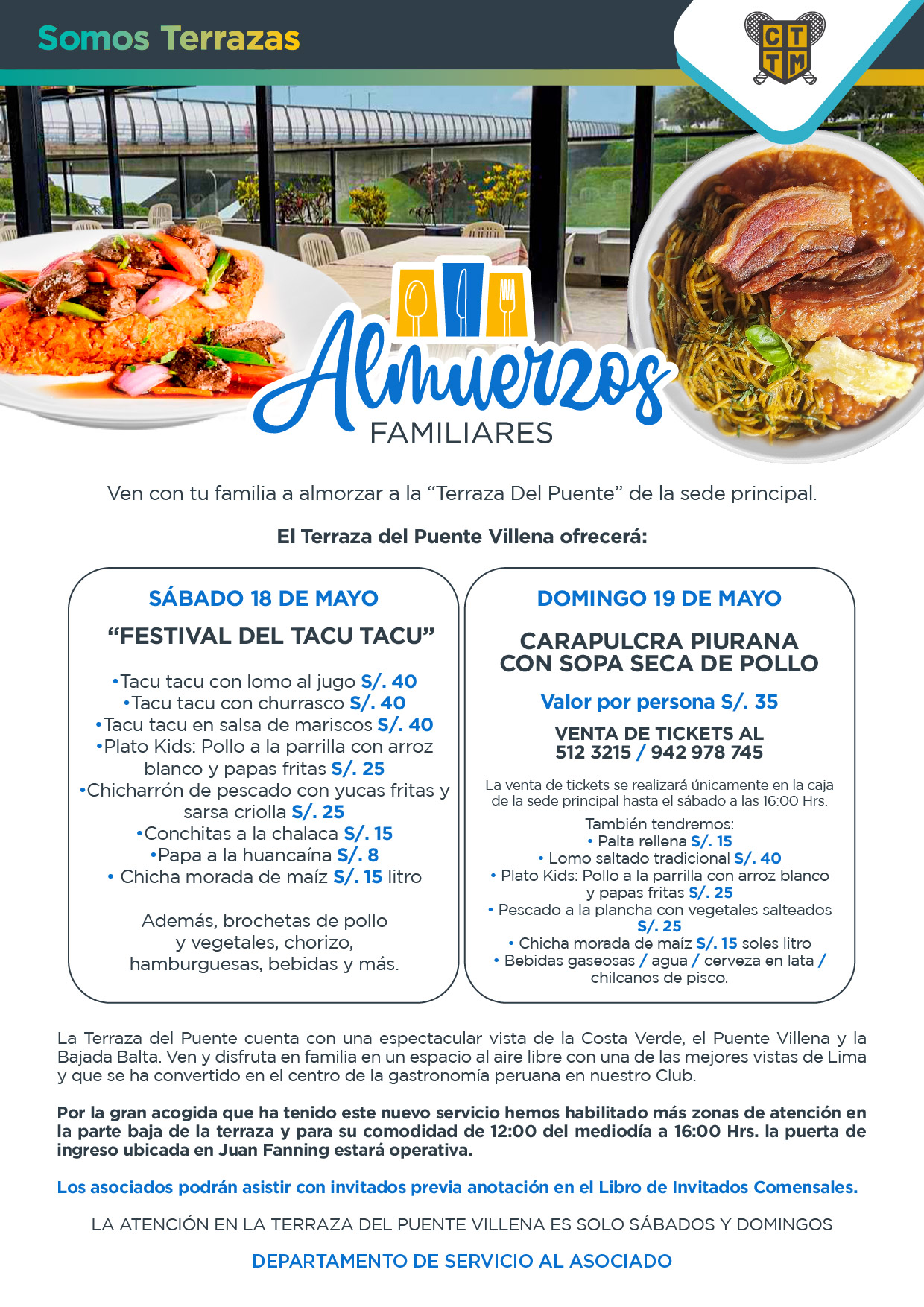 ESTE FIN DE SEMANA VEN A ALMORZAR AL CLUB TERRAZAS