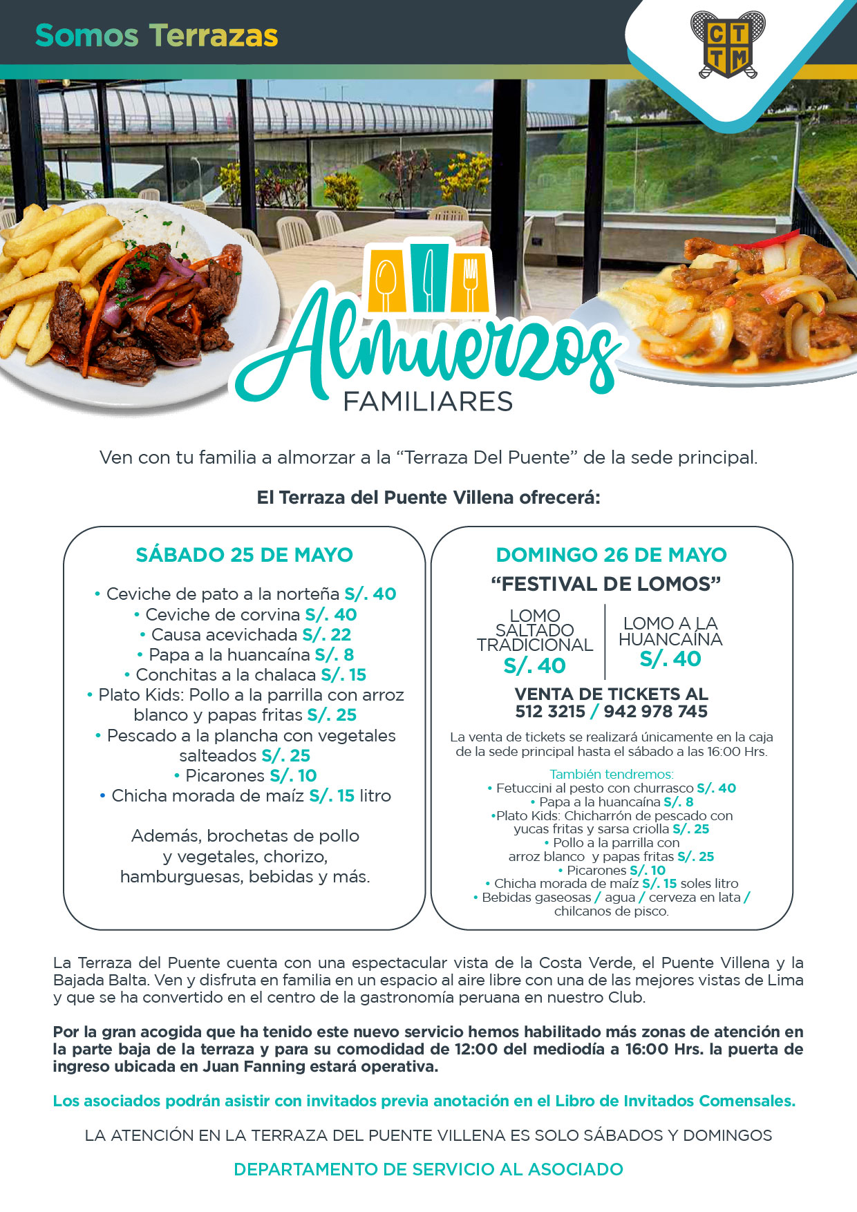ESTE FIN DE SEMANA VEN A ALMORZAR AL CLUB TERRAZAS