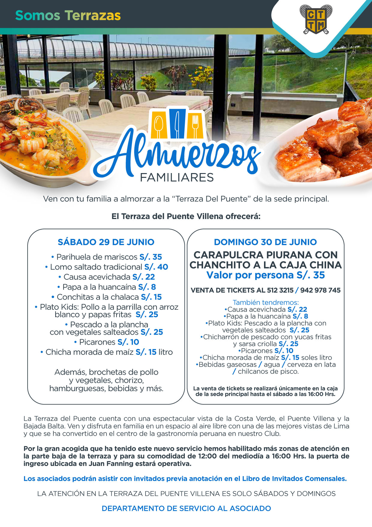 ESTE FIN DE SEMANA VEN A ALMORZAR AL CLUB TERRAZAS
