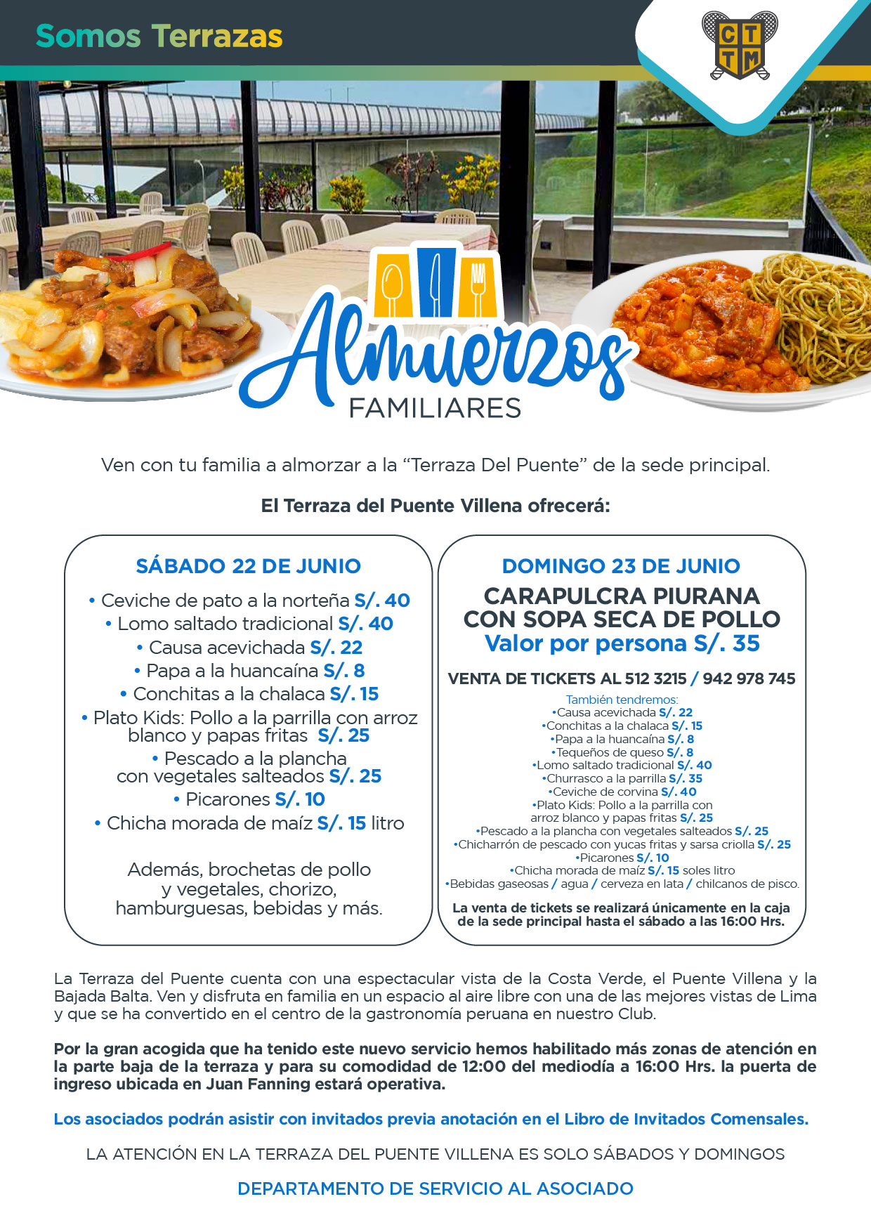 ESTE FIN DE SEMANA VEN A ALMORZAR AL CLUB TERRAZAS