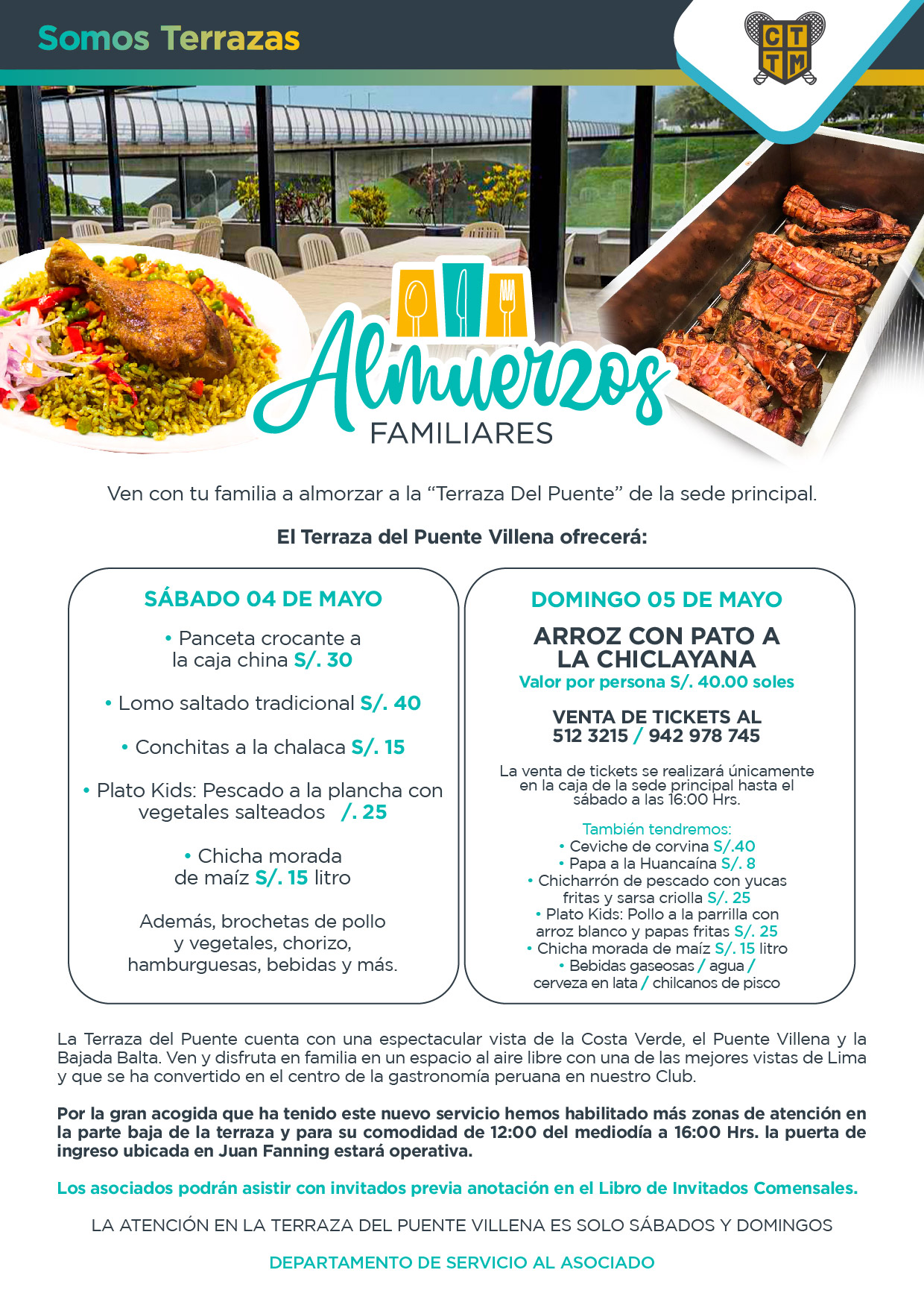 ESTE FIN DE SEMANA VEN A ALMORZAR AL CLUB TERRAZAS