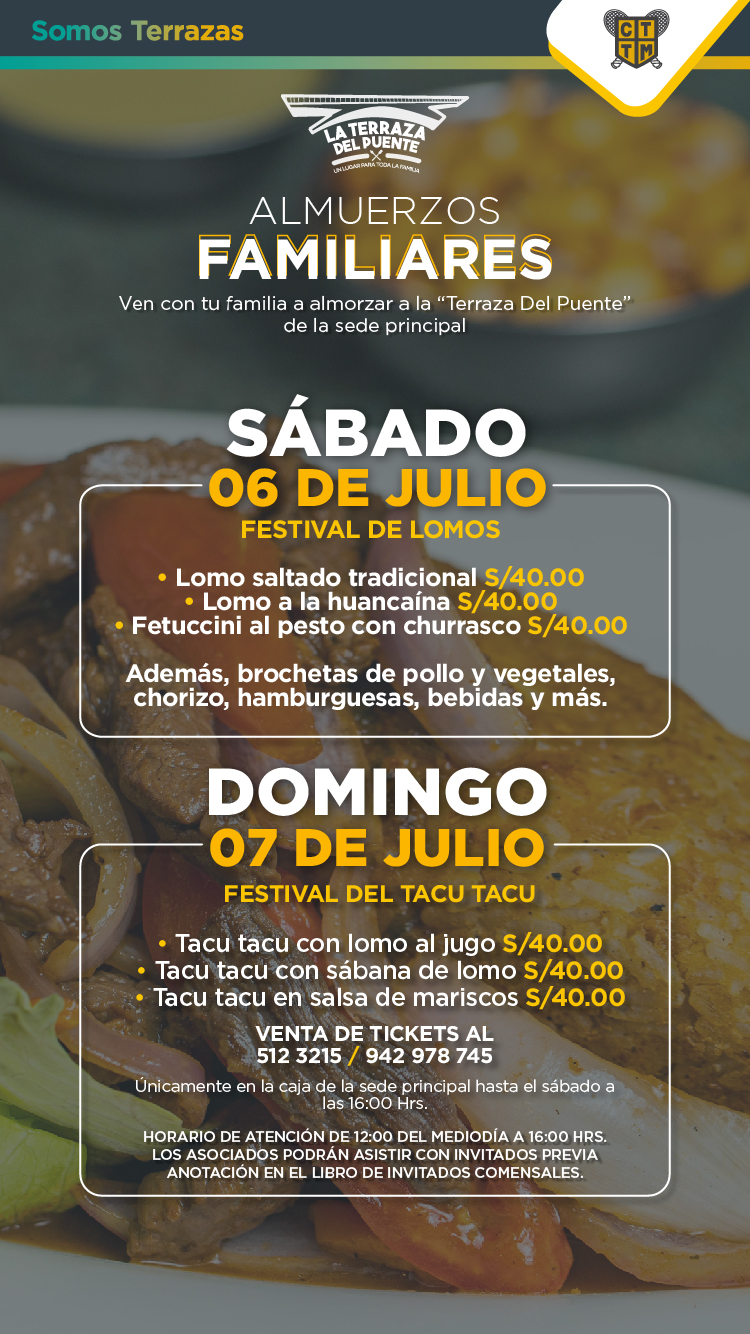ESTE FIN DE SEMANA VEN A ALMORZAR AL CLUB TERRAZAS