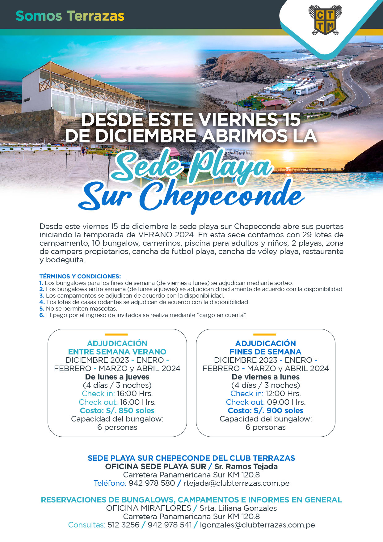 DESDE ESTE VIERNES 15 DE DICIEMBRE ABRIMOS LA SEDE PLAYA SUR CHEPECONDE