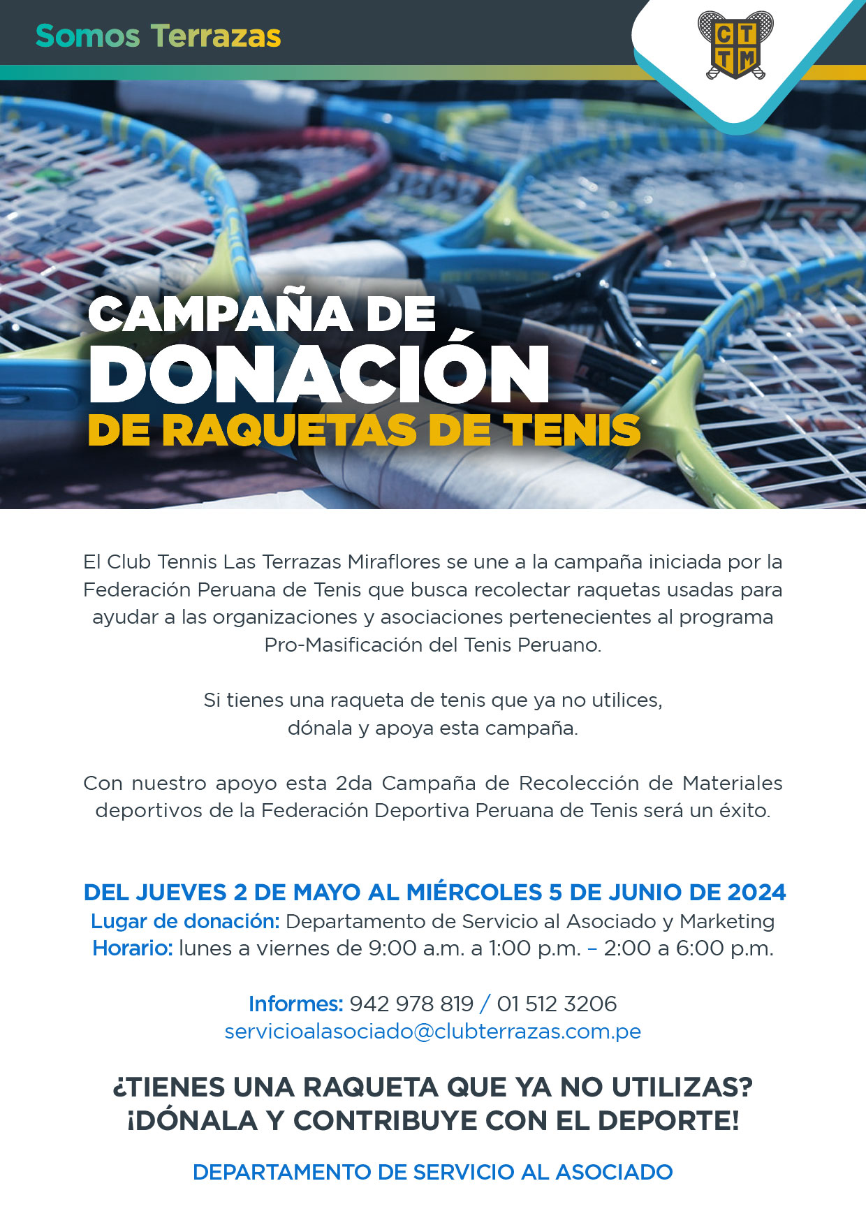 CAMPAÑA DE DONACIÓN DE RAQUETAS DE TENIS