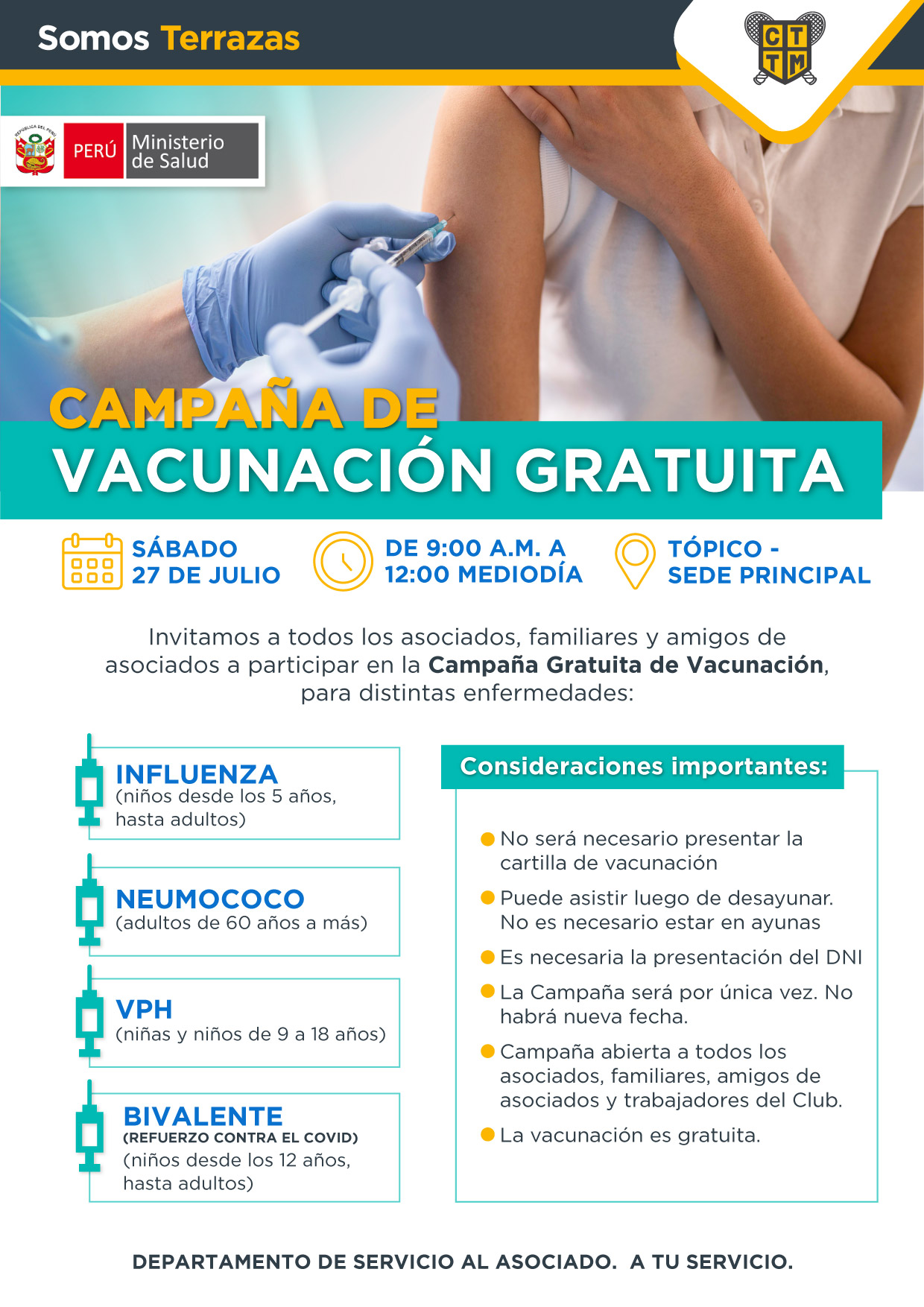 CAMPAÑA DE VACUNACIÓN CONTRA INFLUENZA, NEUMOCOCO,  VPH Y BIVALENTE (REFUERZO CONTRA EL COVID).