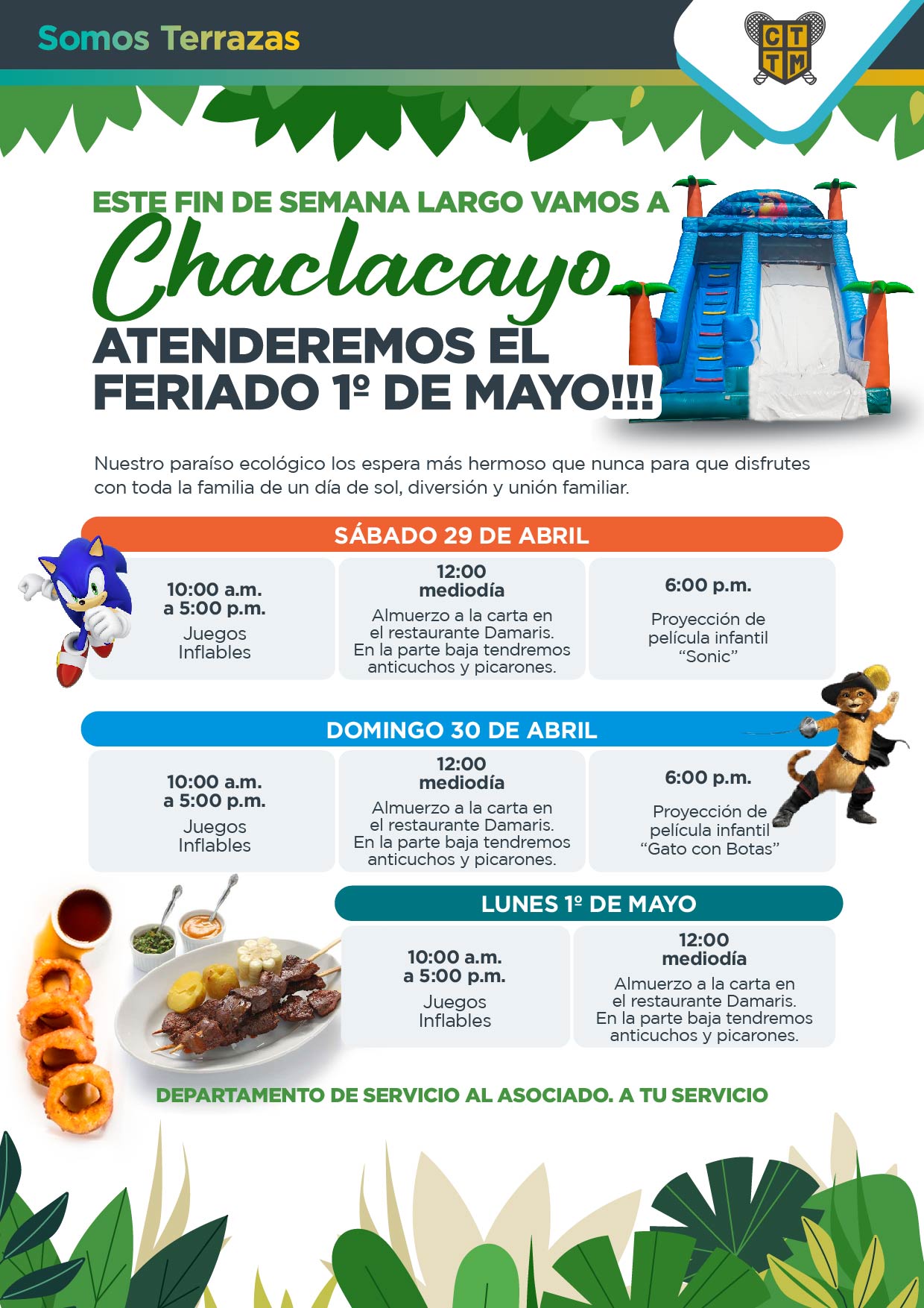 ESTE FIN DE SEMANA LARGO VAMOS A CHACLACAYO / ATENDEREMOS EL FERIADO 1º DE MAYO!!!