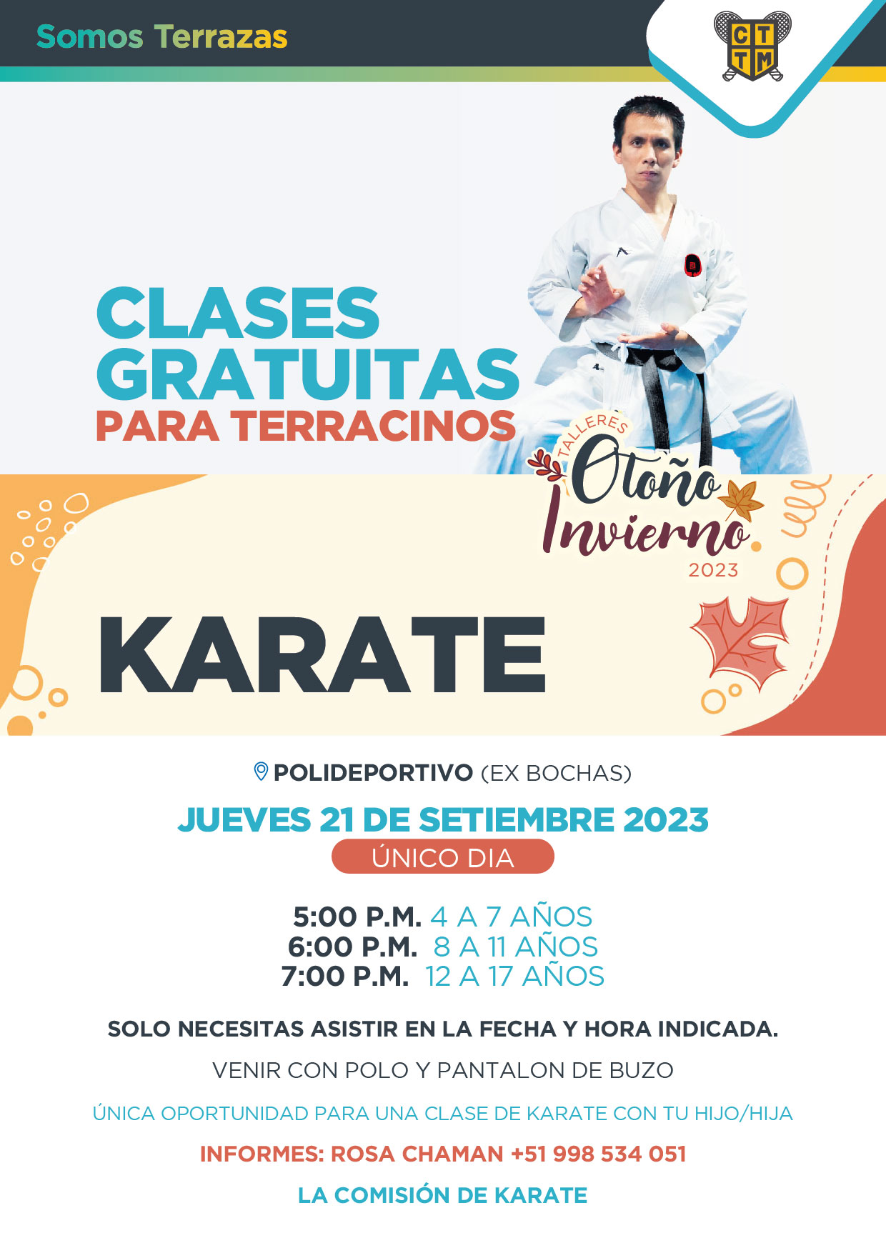 CLASES GRATUITAS DE KARATE PARA TERRACINOS