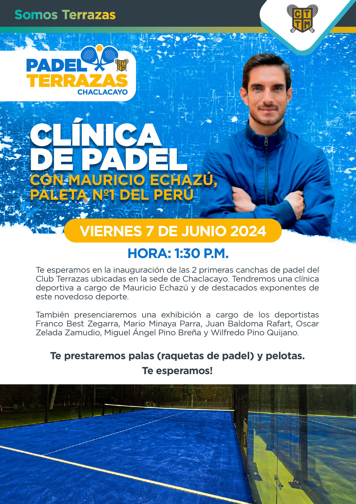 CLÍNICA DE PADEL CON MAURICIO ECHAZÚ, PALETA Nº1 DEL PERÚ