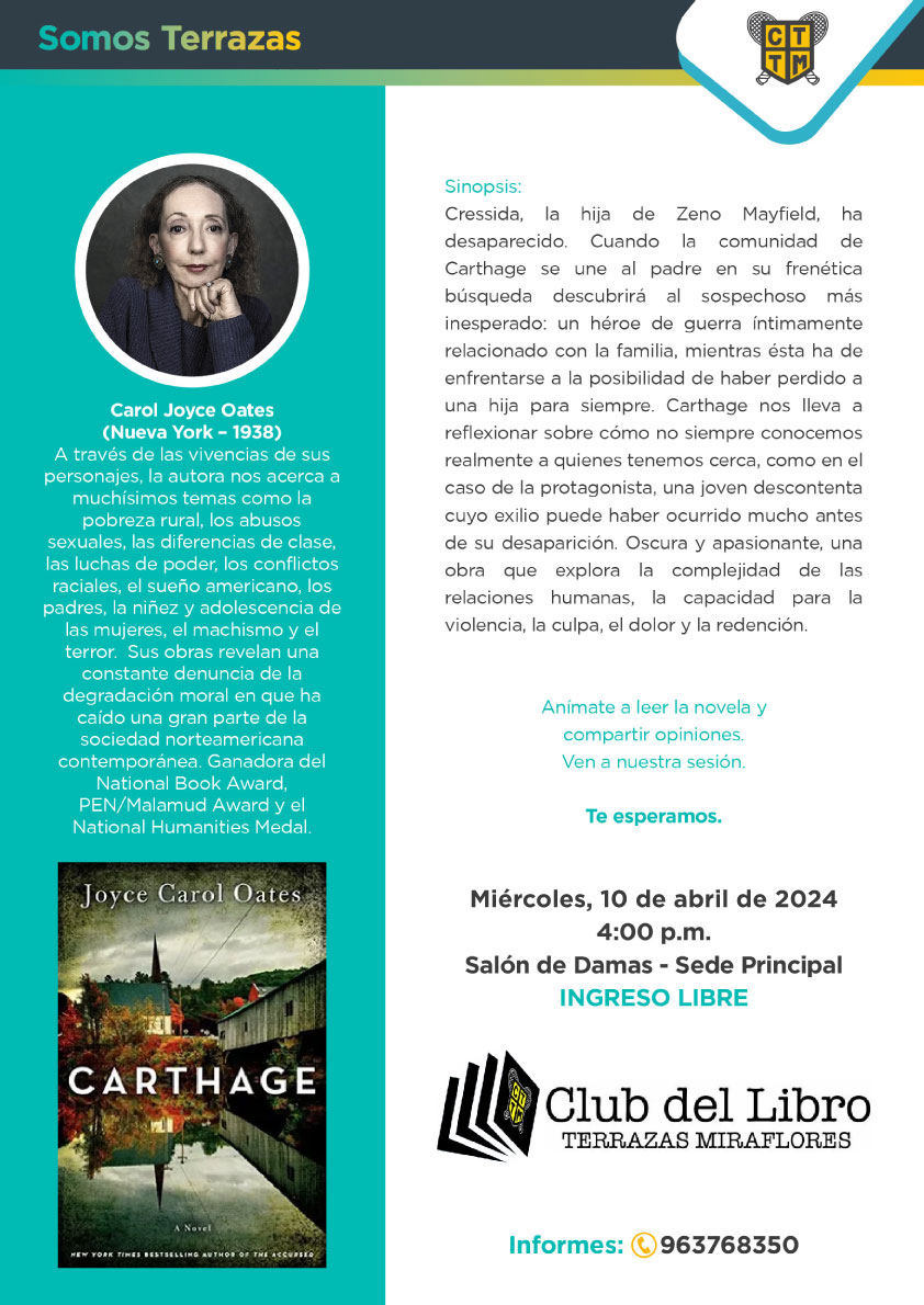 LE INVITAMOS A PARTICIPAR DE LA SESIÓN DEL CLUB DEL LIBRO DEL MES DE ABRIL