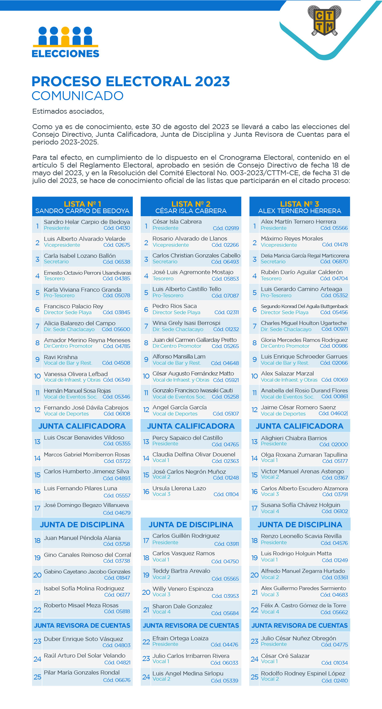 PROCESO ELECTORAL 2023 / COMUNICADO