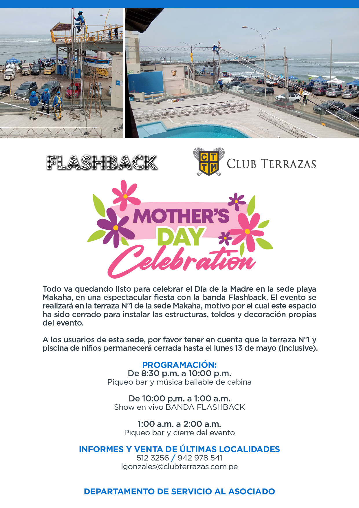 TODO VA QUEDANDO LISTO PARA CELEBRAR EL DÍA DE LA MADRE EN LA SEDE PLAYA MAKAHA