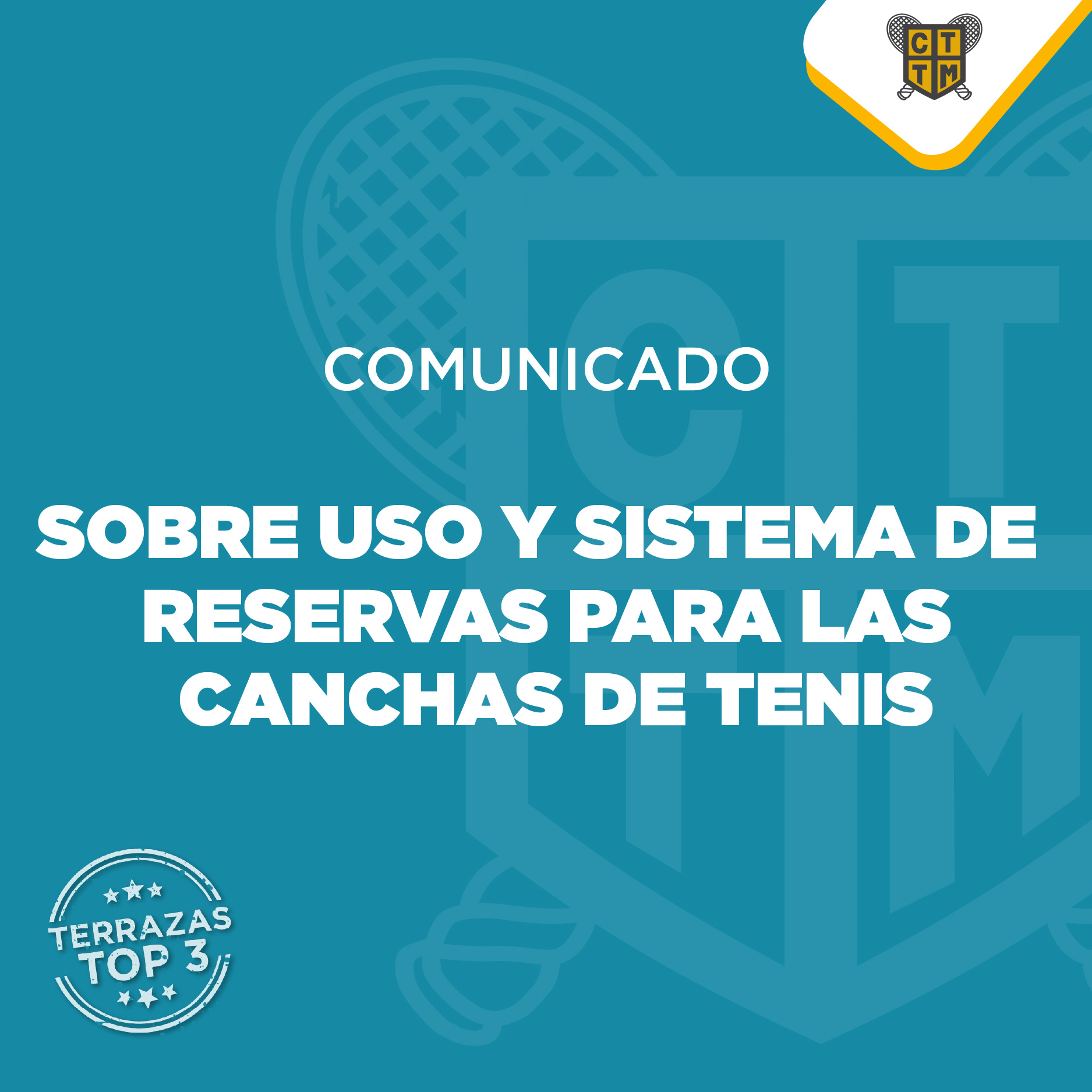 📢COMUNICADO: SOBRE USO Y SISTEMA DE RESERVAS PARA LAS CANCHAS DE TENIS🎾