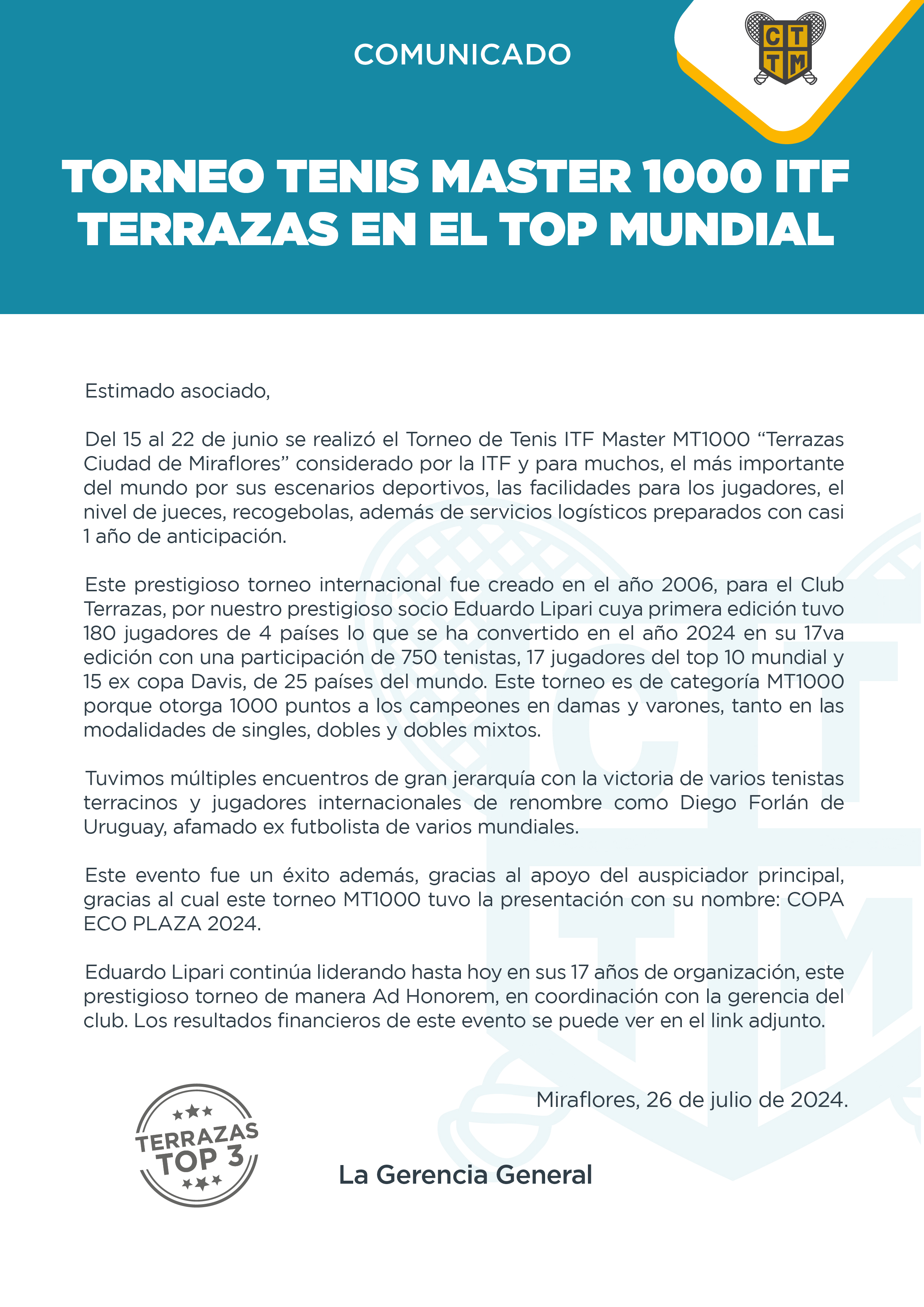 TORNEO TENIS MASTER 1000 ITF TERRAZAS EN EL TOP MUNDIAL