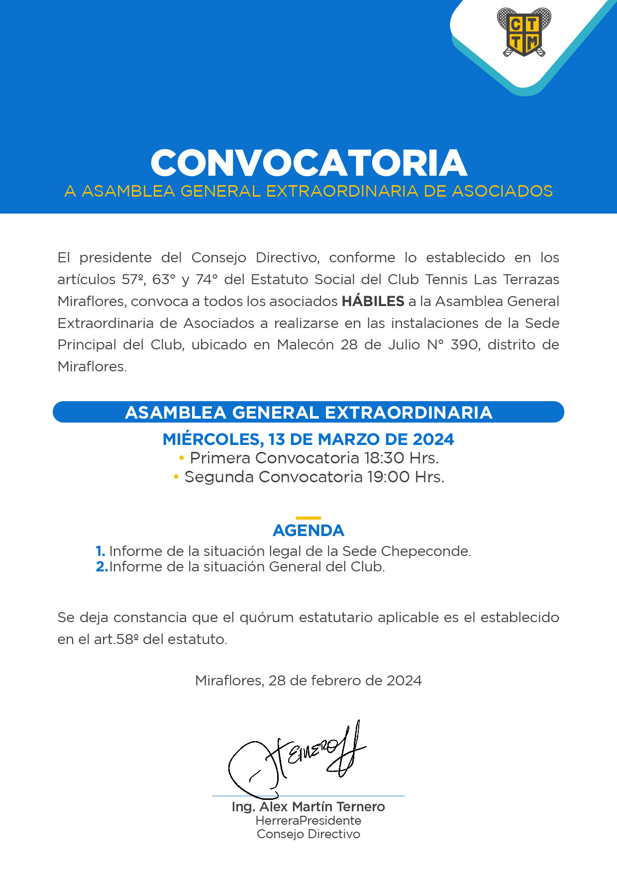 CONVOCATORIA A ASAMBLEA GENERAL EXTRAORDINARIA DE ASOCIADOS 