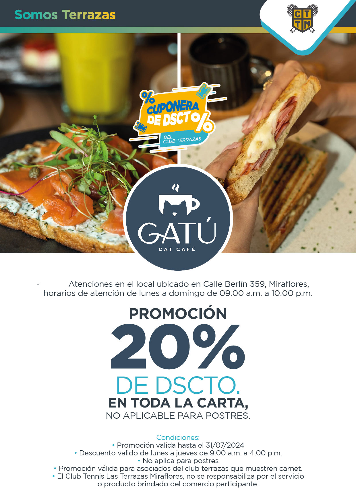 CUPONERA DE DESCUENTO DEL CLUB TERRAZAS: GATU CAT CAFÉ