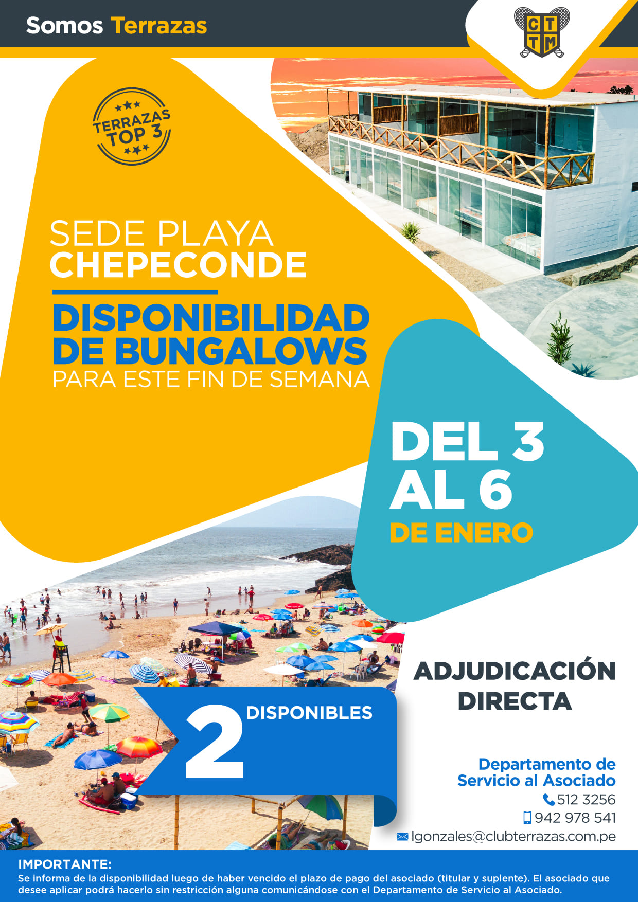 📢BUNGALOWS DISPONIBLES EN SEDE CHEPECONDE 🏖️🏡
