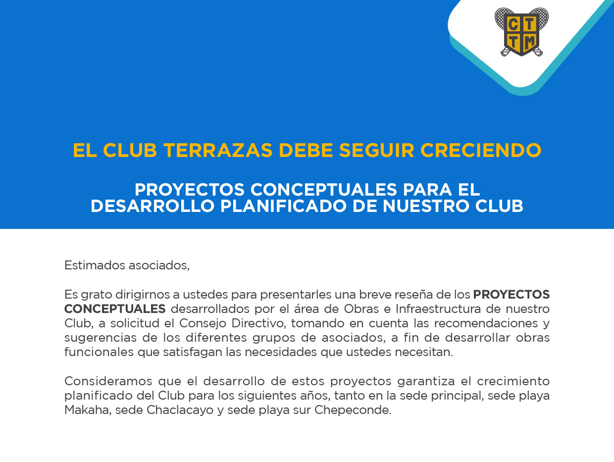 EL CLUB TERRAZAS DEBE SEGUIR CRECIENDO: PROYECTOS CONCEPTUALES