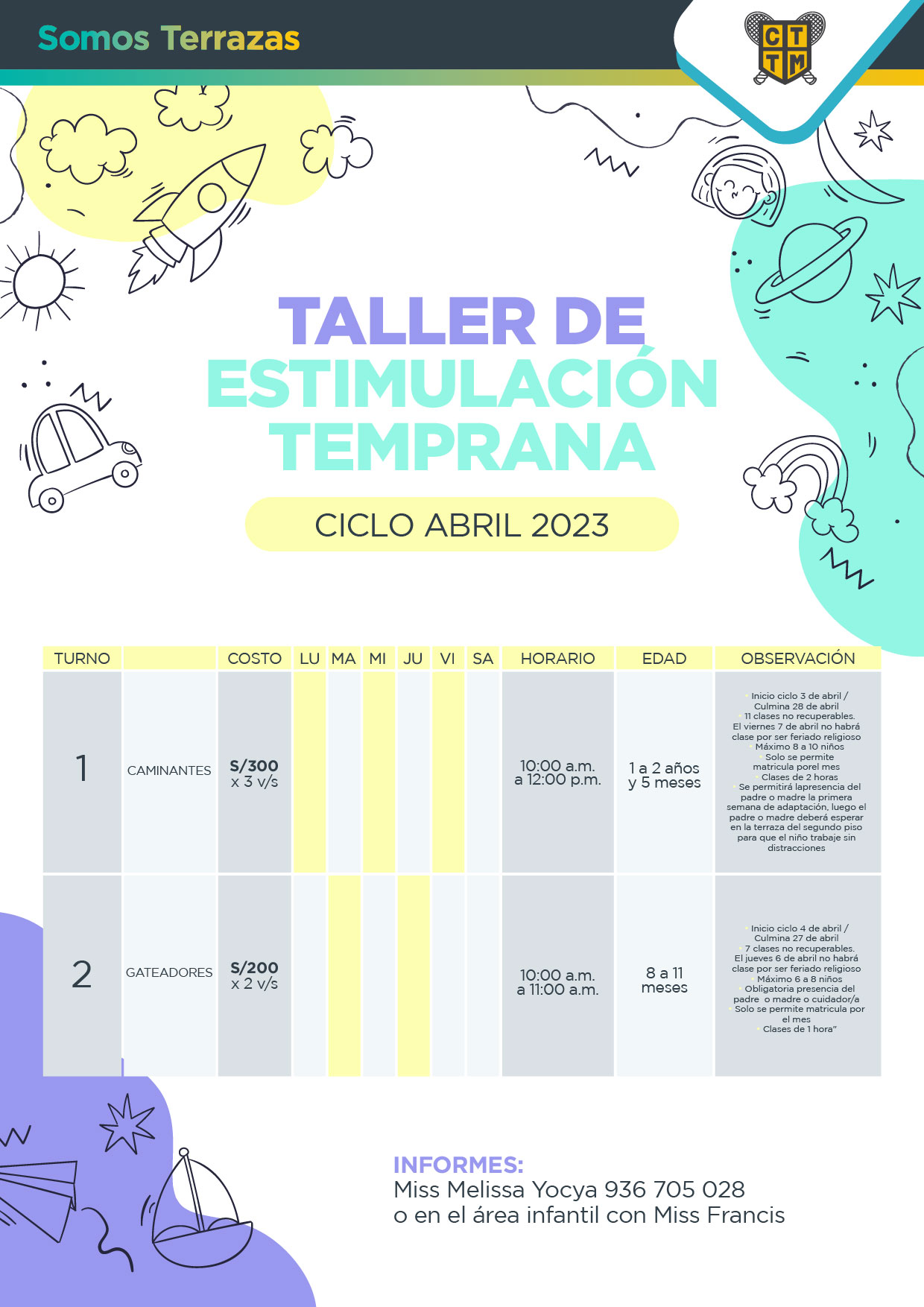 TALLER DE ESTIMULACIÓN TEMPRANA - CICLO REGULAR ABRIL 2023