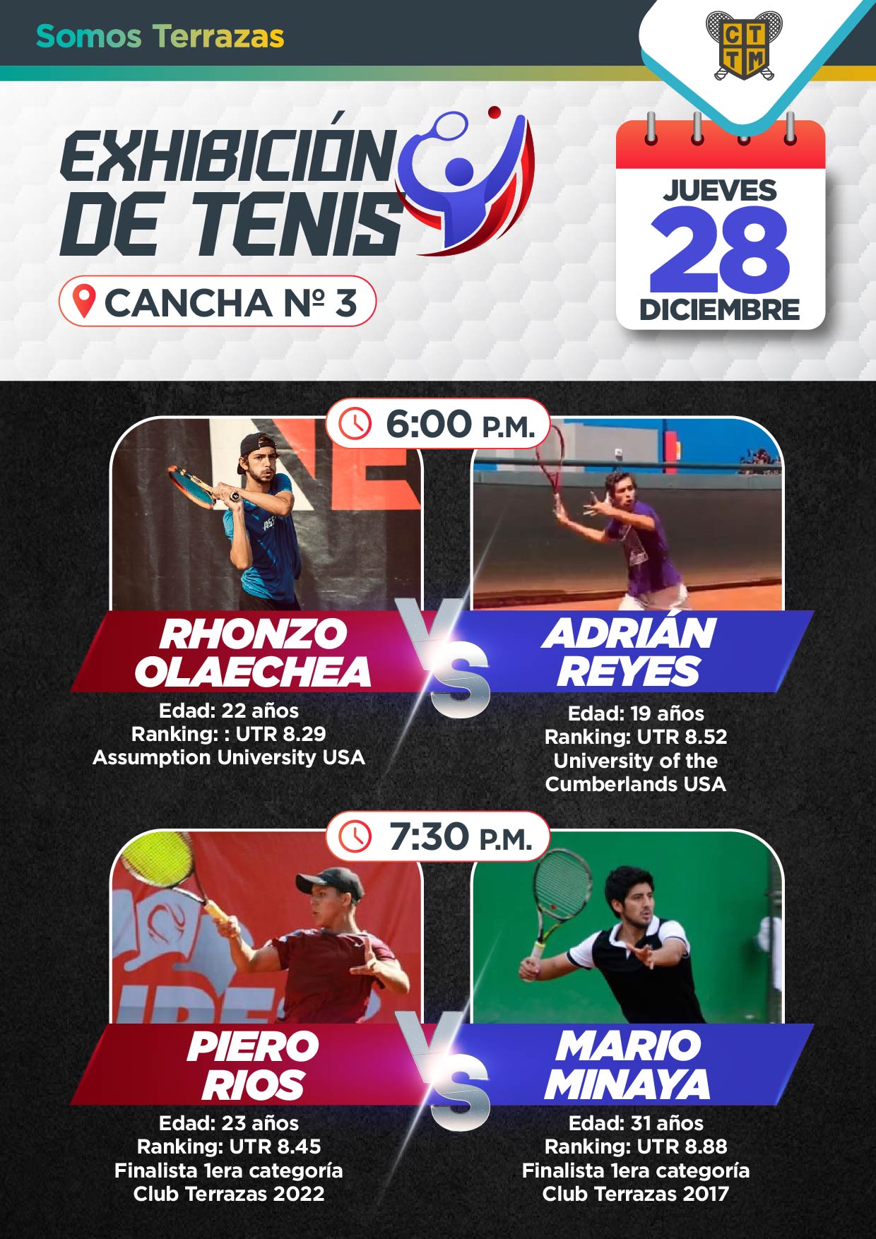 EXHIBICIÓN DE TENIS: JUEVES 28 DE DICIEMBRE