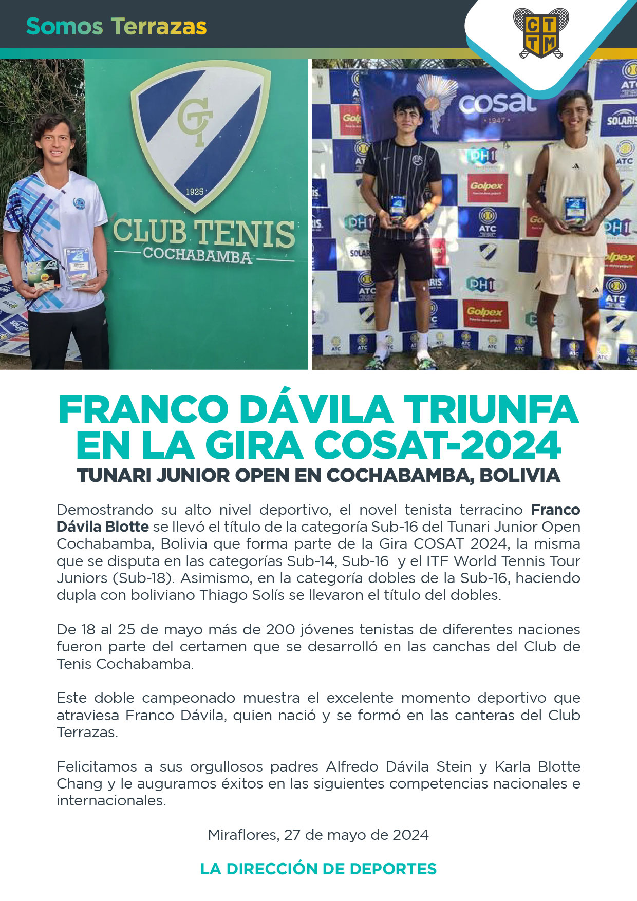 FRANCO DÁVILA TRIUNFA EN LA GIRA COSAT-2024 