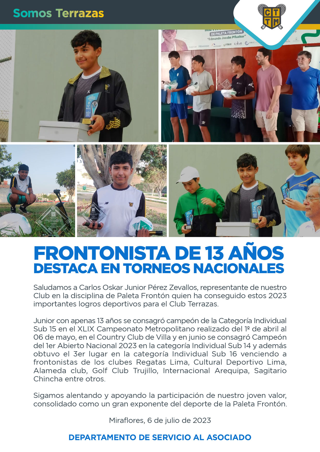 FRONTONISTA DE 13 AÑOS DESTACA EN TORNEOS NACIONALES