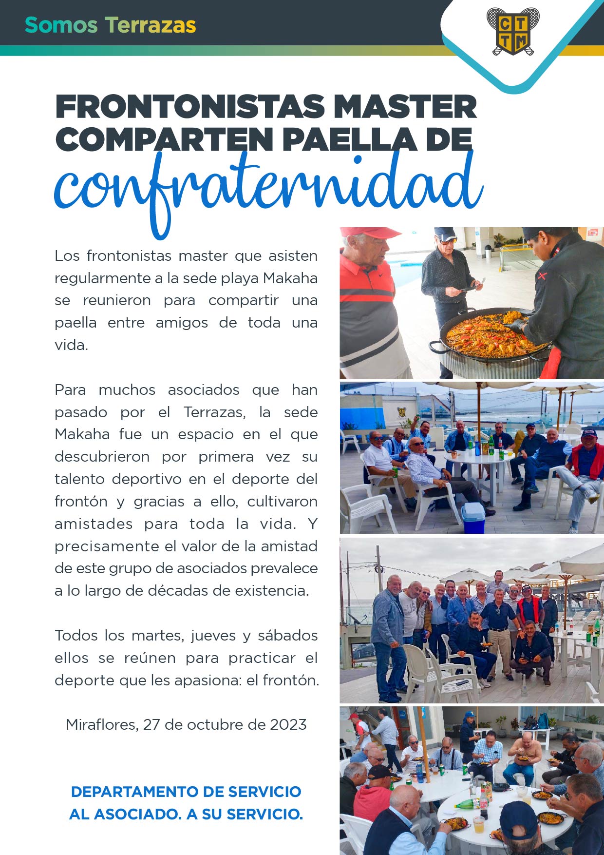 FRONTONISTAS MASTER COMPARTEN PAELLA DE CONFRATERNIDAD