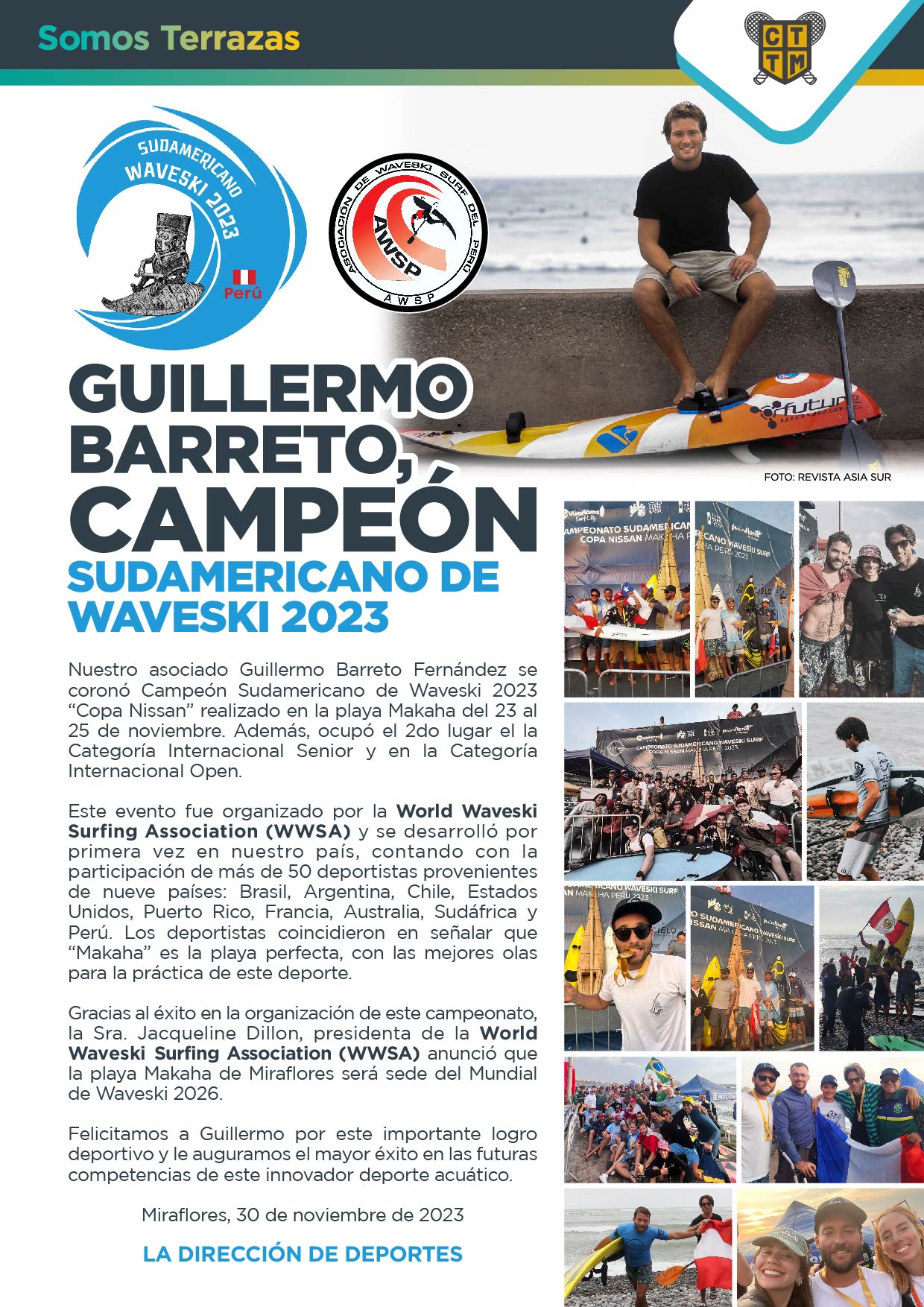 GUILLERMO BARRETO, CAMPEÓN SUDAMERICANO DE WAVESKI 2023