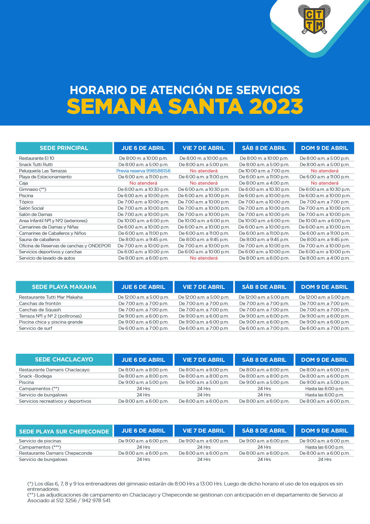 HORARIO DE SEMANA SANTA 2023
