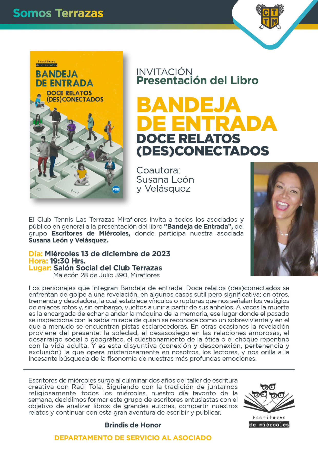 INVITACIÓN: PRESENTACIÓN DEL LIBRO: BANDEJA DE ENTRADA DOCE RELATOS (DES) CONECTADOS 