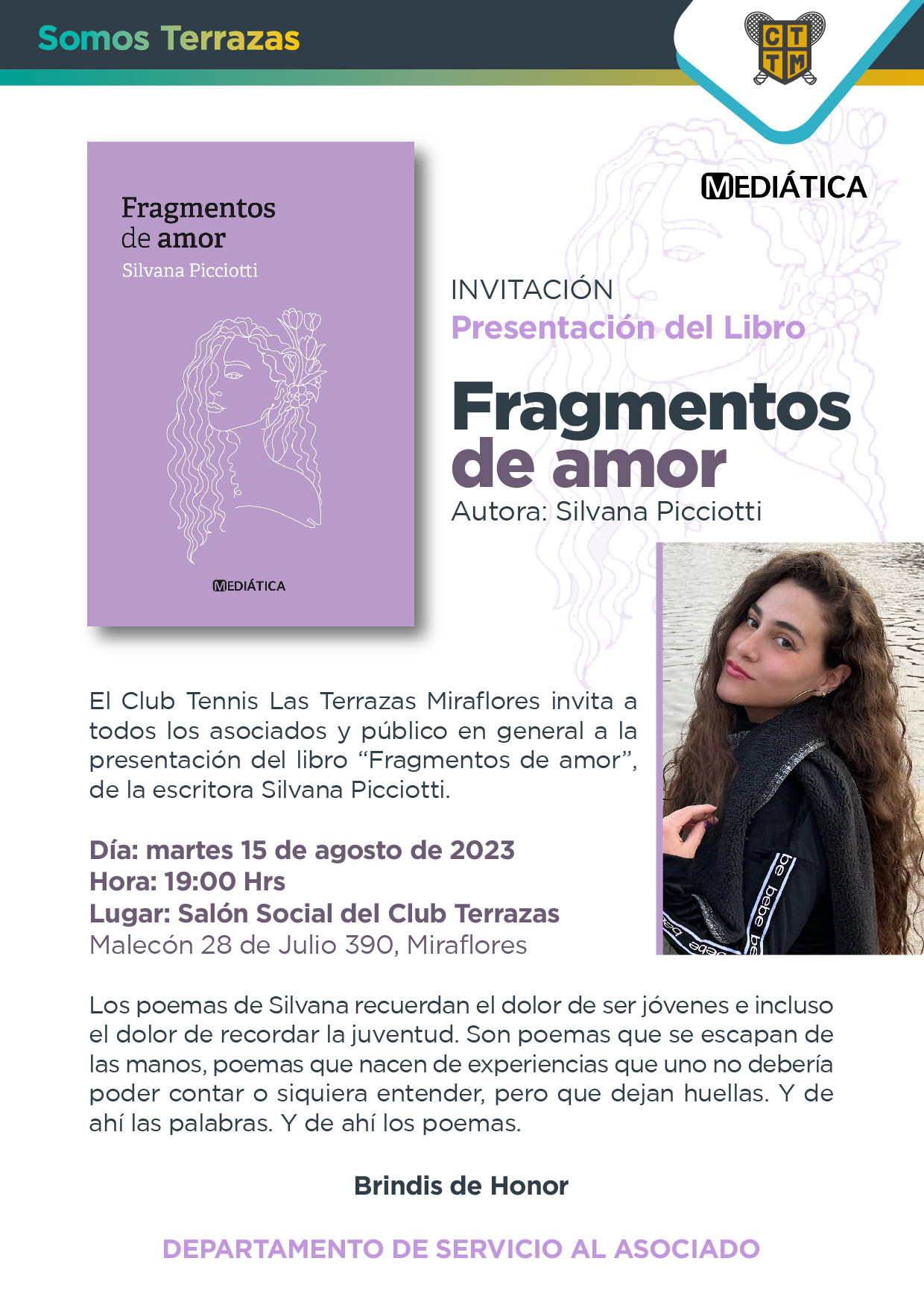 INVITACIÓN: PRESENTACIÓN DEL LIBRO “FRAGMENTOS DE AMOR” DE SILVANA PICCIOTTI