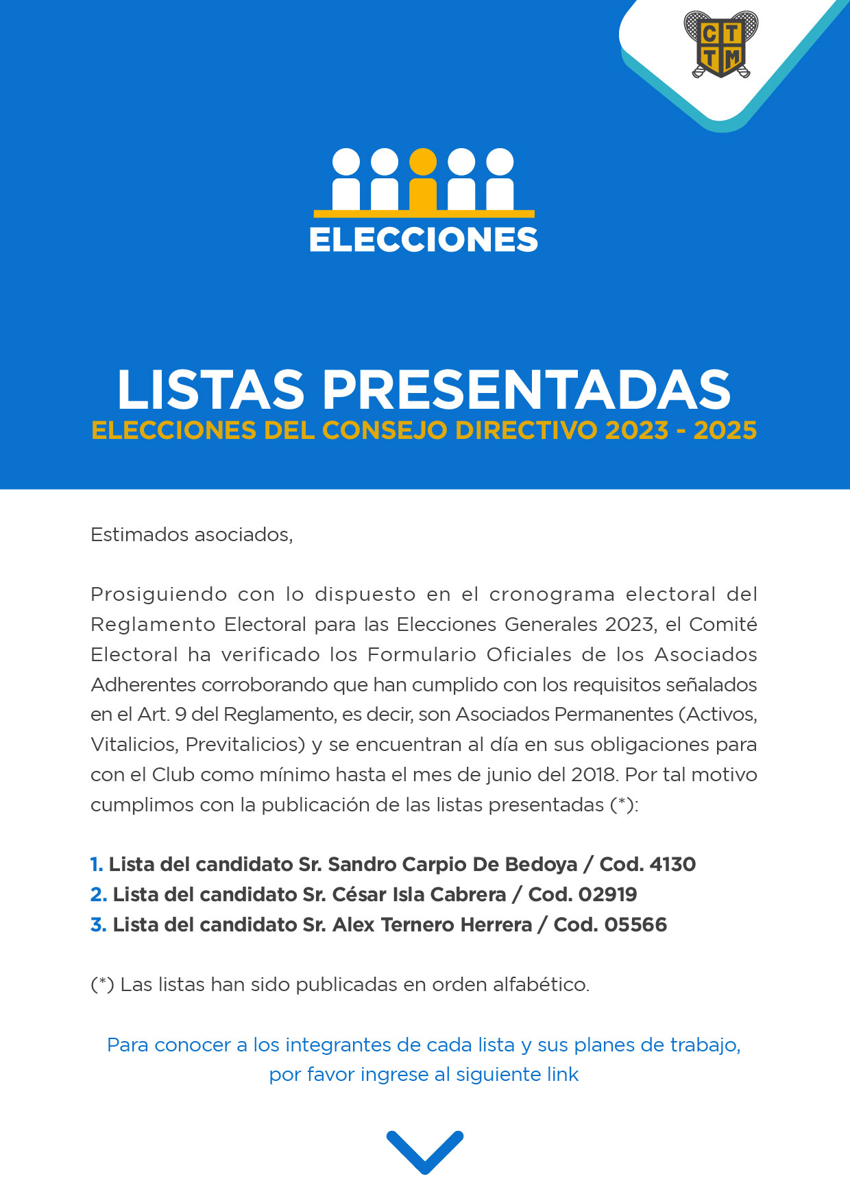ELECCIONES 2023 - LISTAS PRESENTADAS