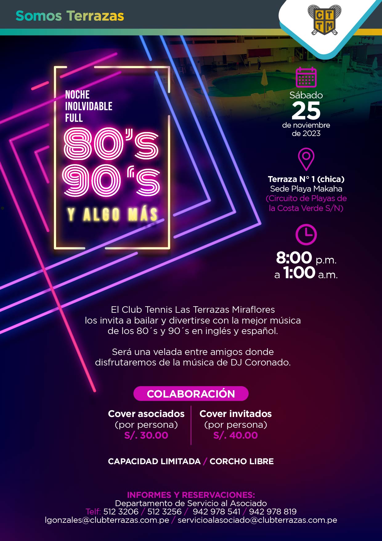 VEN A BAILAR A LA SEDE PLAYA MAKAHA... NOCHE 80´S Y 90´S