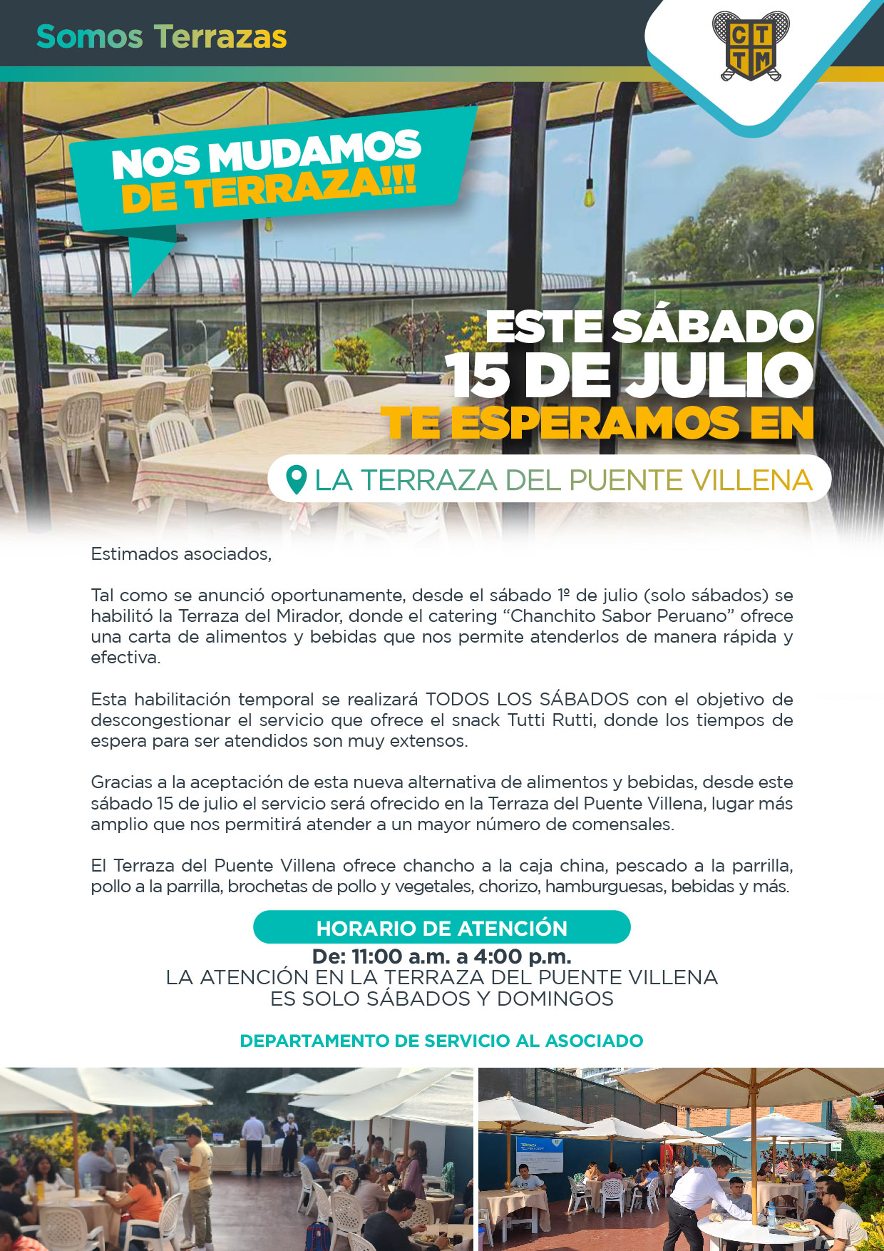 ¡¡¡NOS MUDAMOS DE TERRAZA!!! ESTE SÁBADO 15 DE JULIO TE ESPERAMOS EN LA TERRAZA DEL PUENTE VILLENA