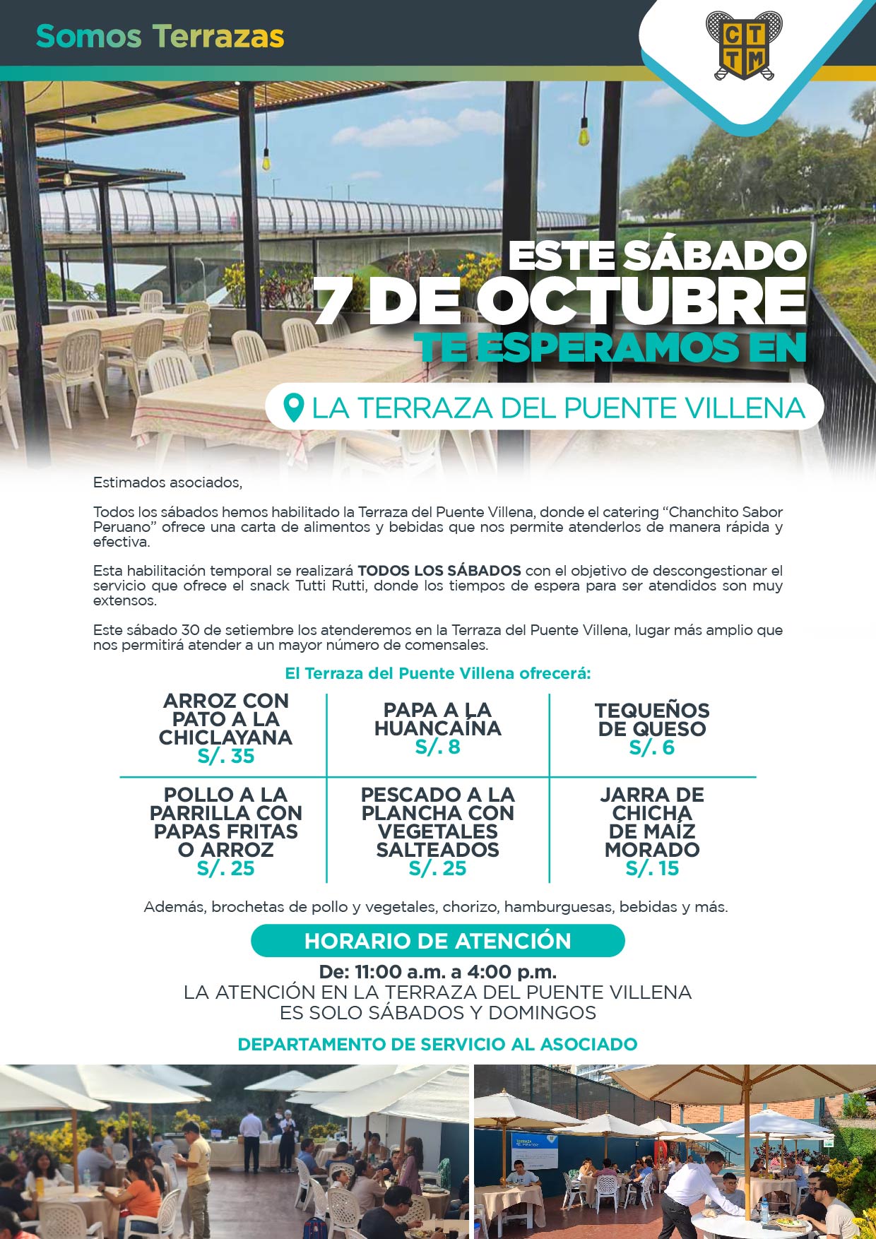 ESTE SÁBADO 7 DE OCTUBRE TE ESPERAMOS EN LA TERRAZA DEL PUENTE VILLENA