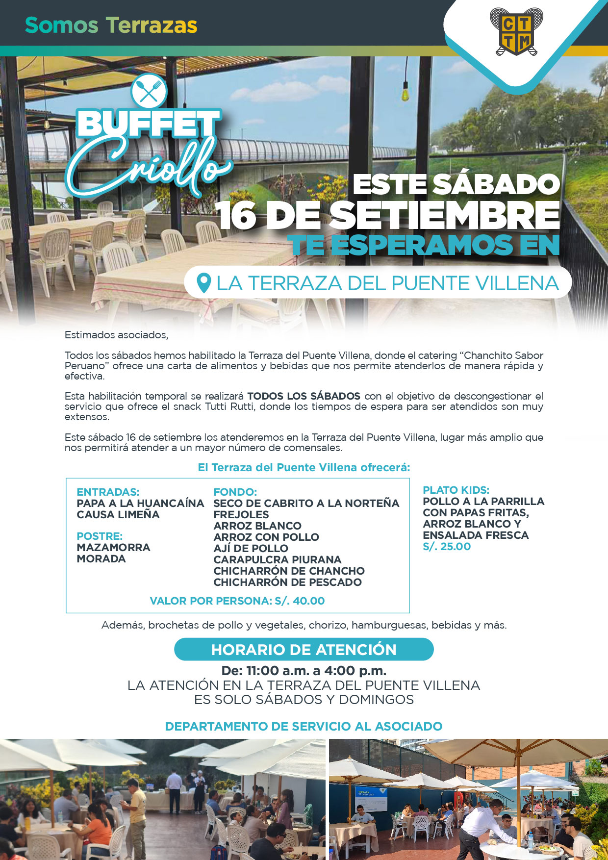 ESTE SÁBADO 16 DE SETIEMBRE TE ESPERAMOS EN LA TERRAZA DEL PUENTE VILLENA