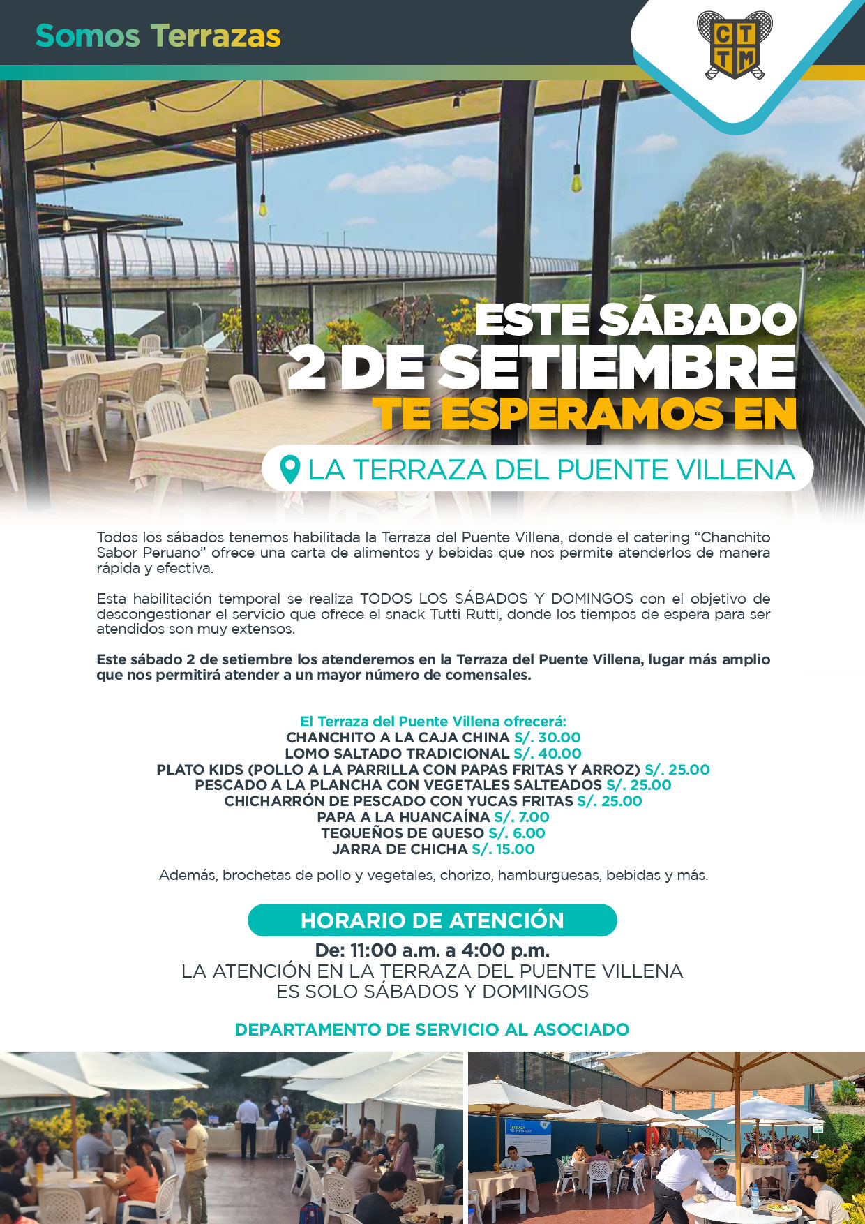 ESTE SÁBADO 2 DE SETIEMBRE TE ESPERAMOS EN LA TERRAZA DEL PUENTE VILLENA