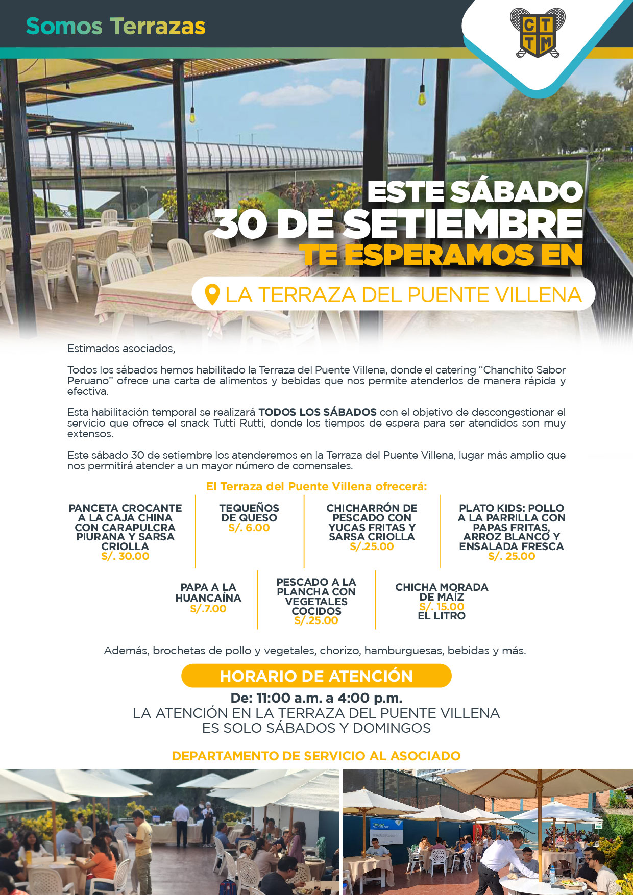 ESTE SÁBADO 30 DE SETIEMBRE TE ESPERAMOS EN LA TERRAZA DEL PUENTE VILLENA