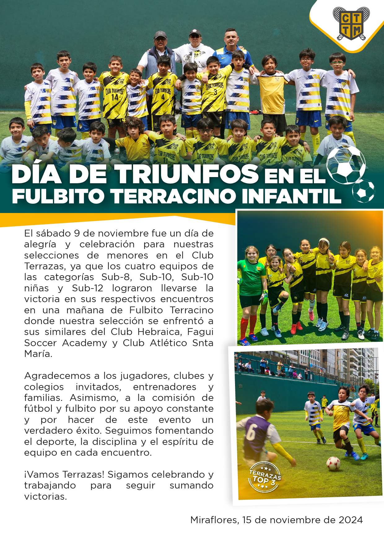 DÍA DE TRIUNFOS EN EL FULBITO TERRACINO INFANTIL⚽