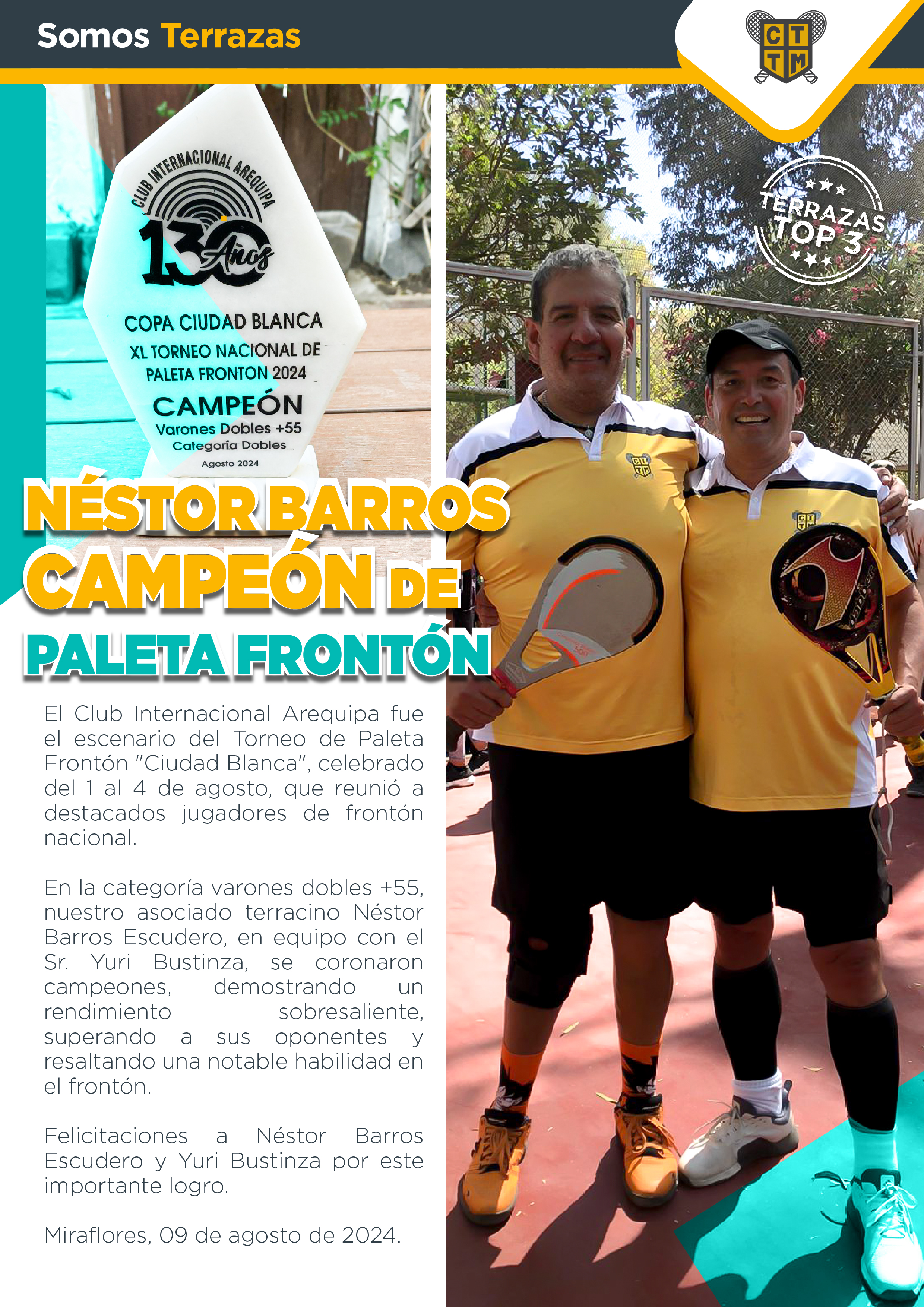 NÉSTOR BARROS CAMPEÓN DE PALETA FRONTÓN 